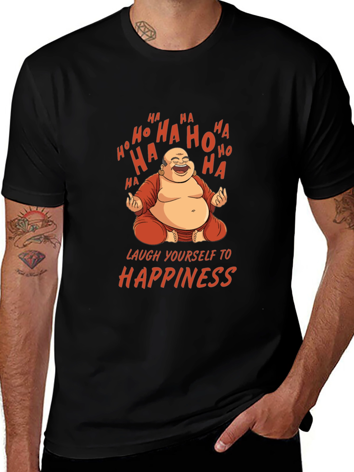 Variant 17 of Laughing Buddha Graphic Tee - 'Happiness'