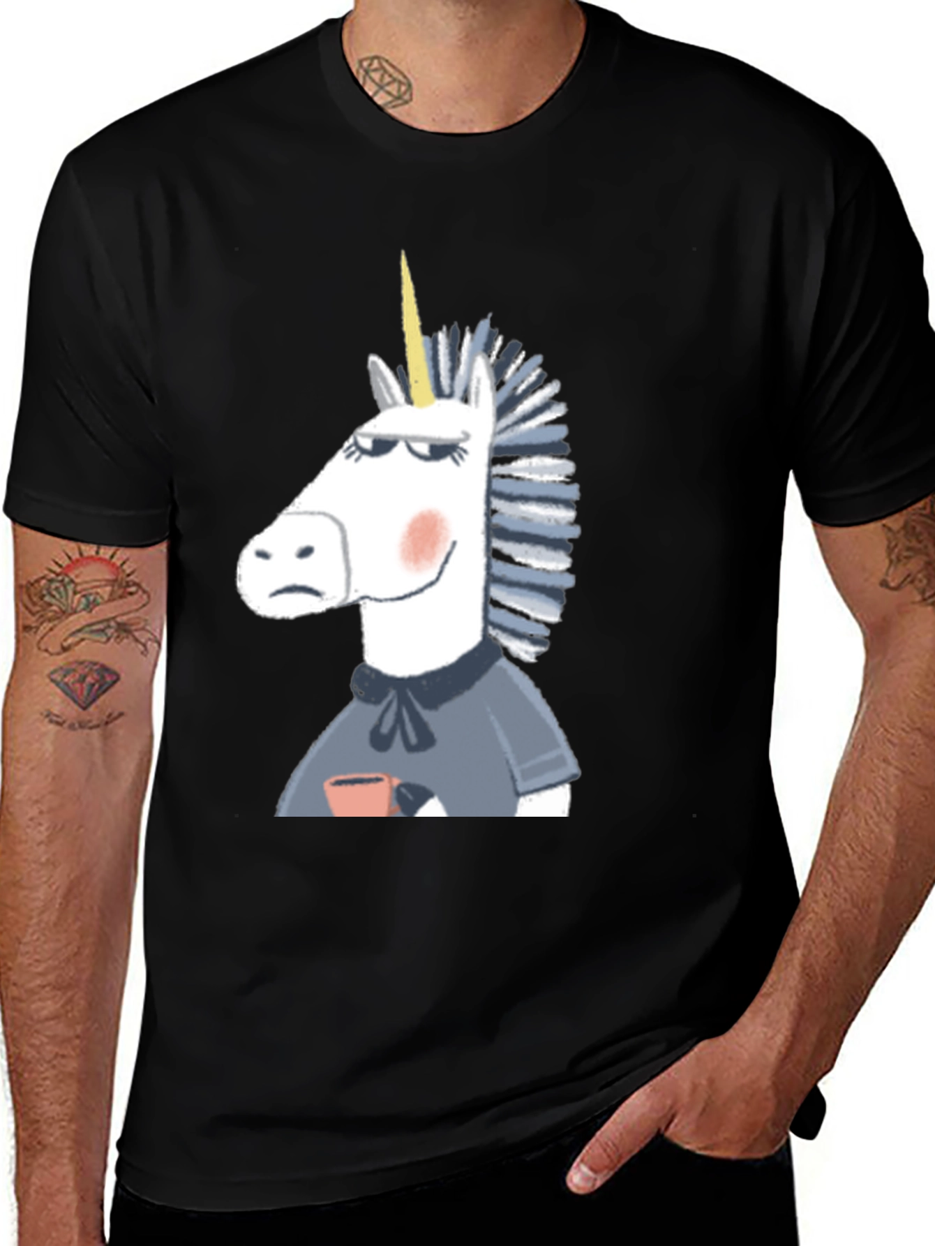 Variant 28 of Unicorn Graphic Tee - Black Cotton T-Shirt
