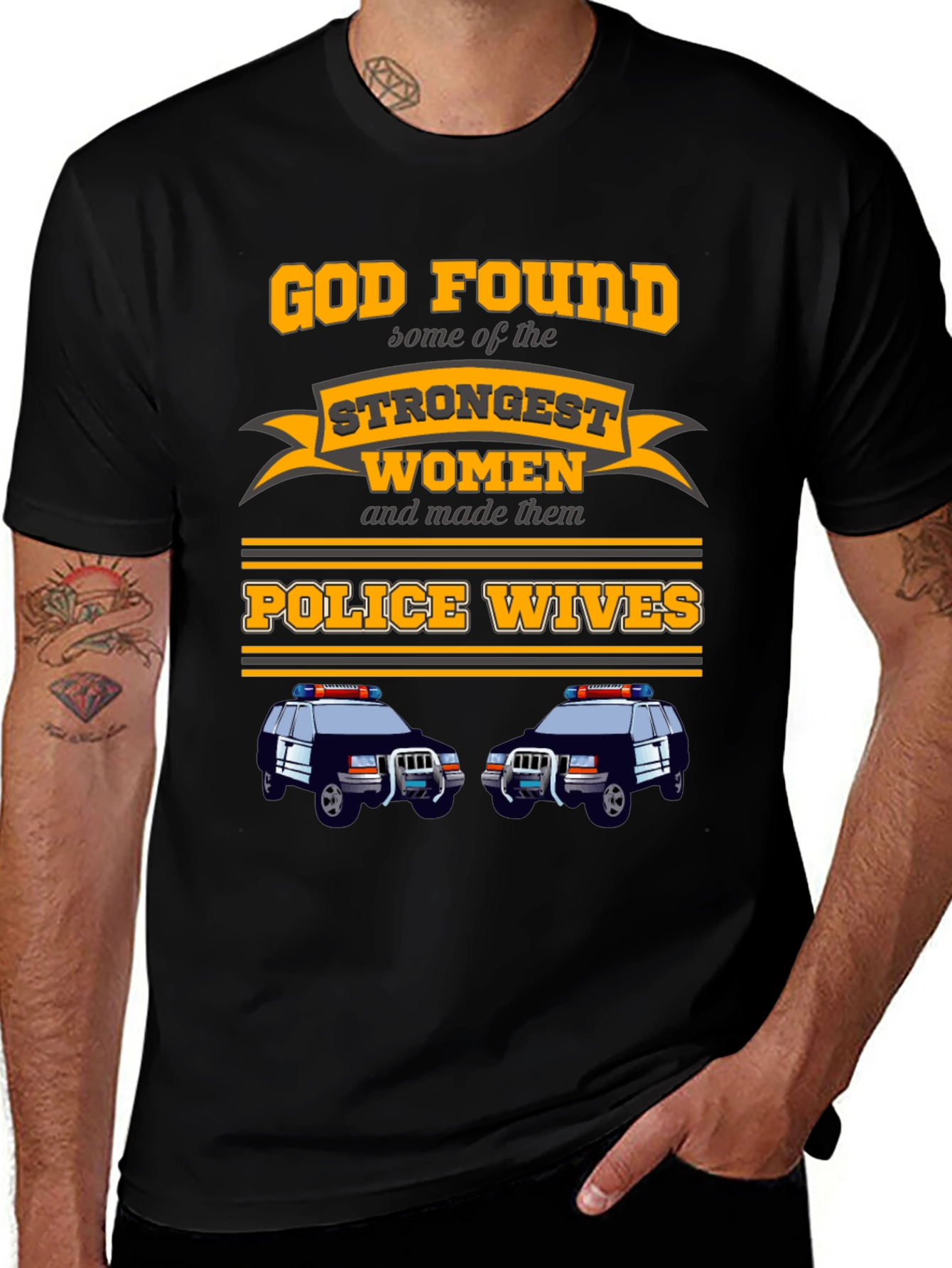 Variant 7 of Police Wives Strongest Women Black T-Shirt