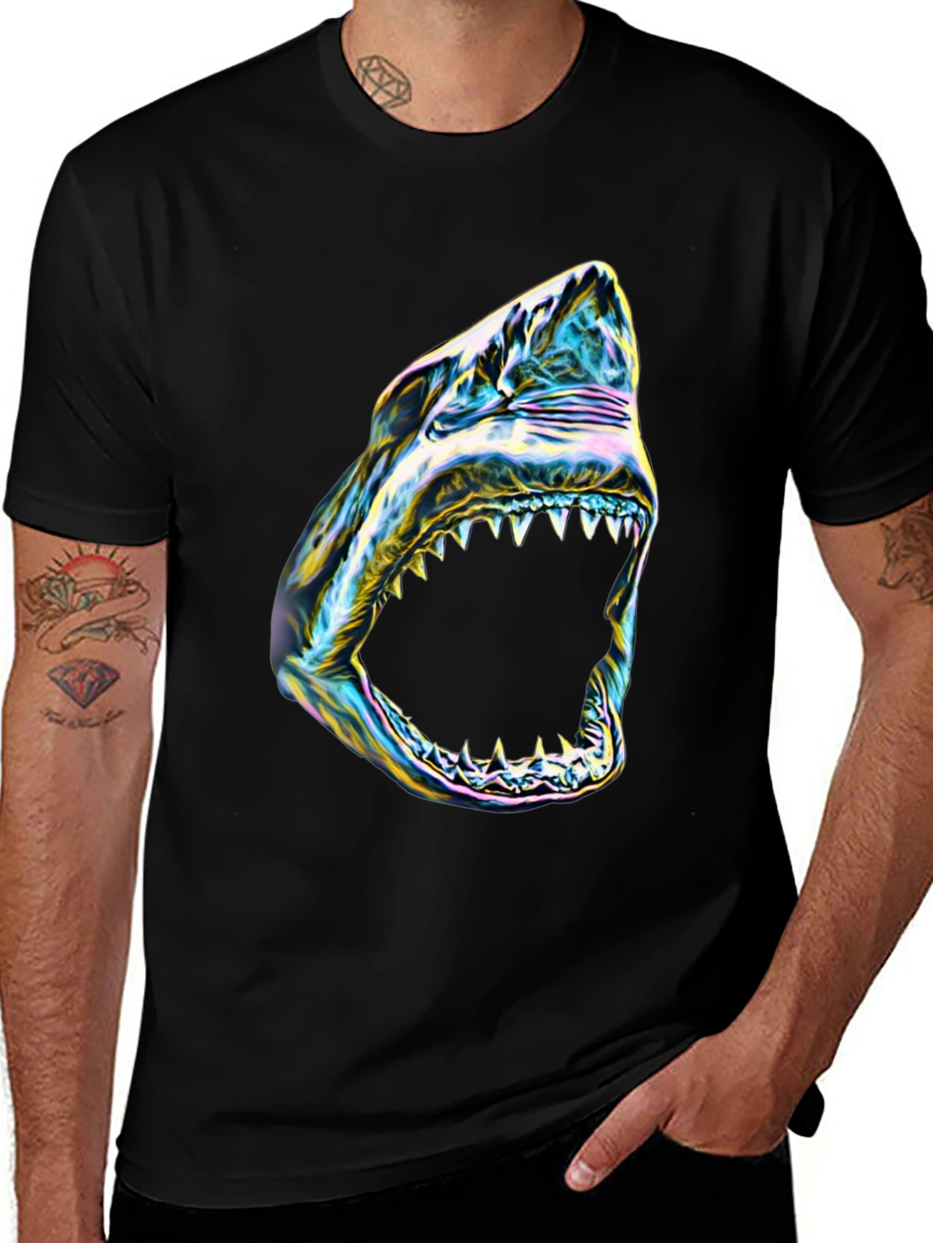 Variant 24 of Shark Graphic Tee - Men's Black T-Shirt