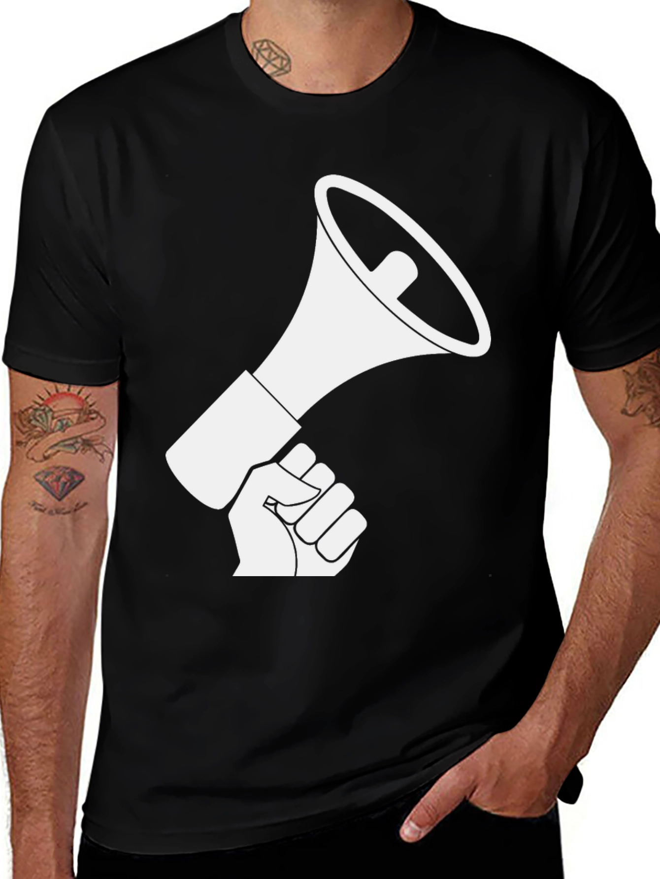 Variant 14 of Megaphone Fist Black T-Shirt - Amplify Your Voice!
