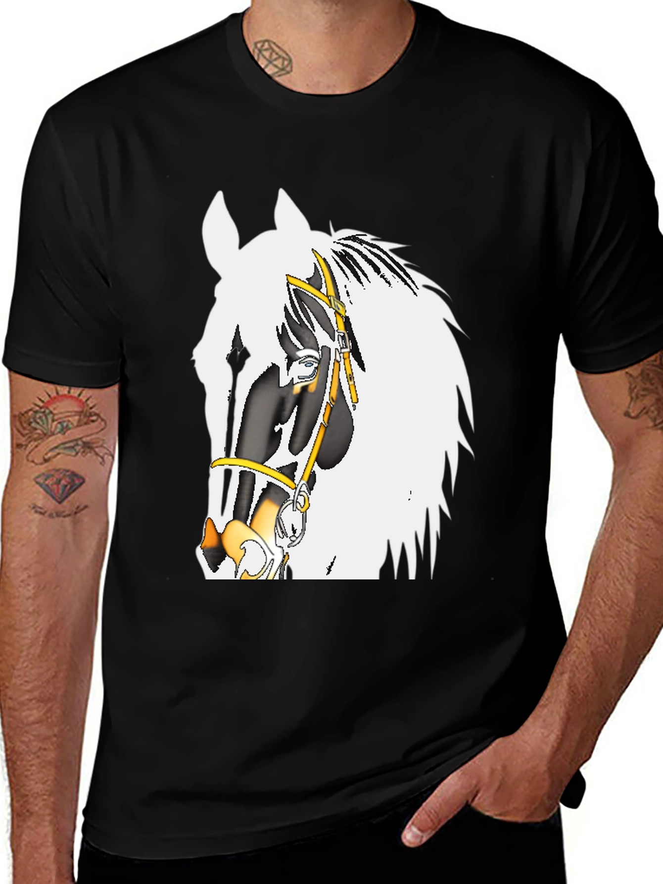 Variant 14 of Horse Graphic T-Shirt - Stylish Black Tee