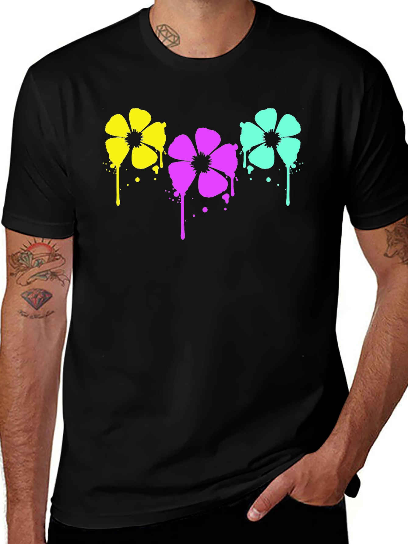 Variant 26 of Neon Flowers Graphic Print T-Shirt