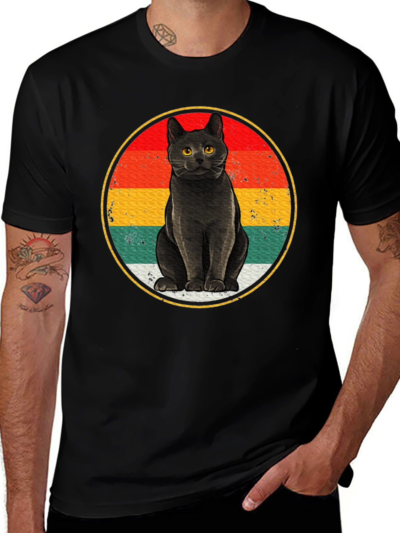 Variant 13 of Retro Black Cat T-Shirt