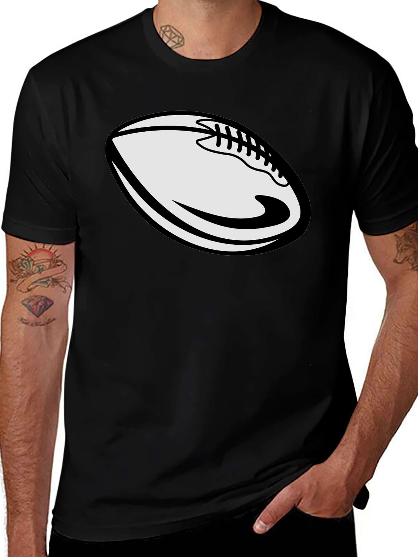 Variant 19 of Football Graphic Black T-Shirt