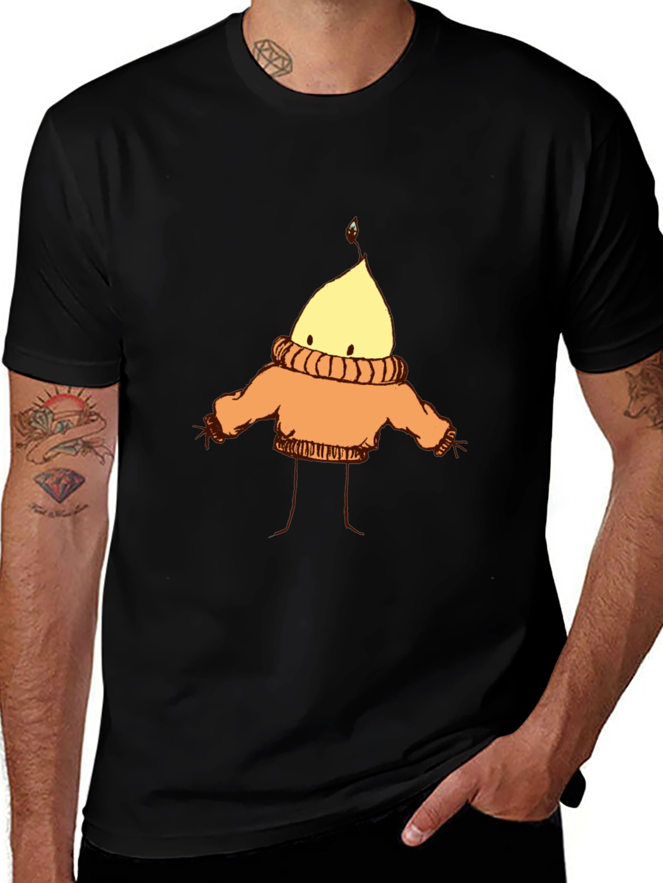 Variant 10 of Cozy Candle Character T-Shirt - Black