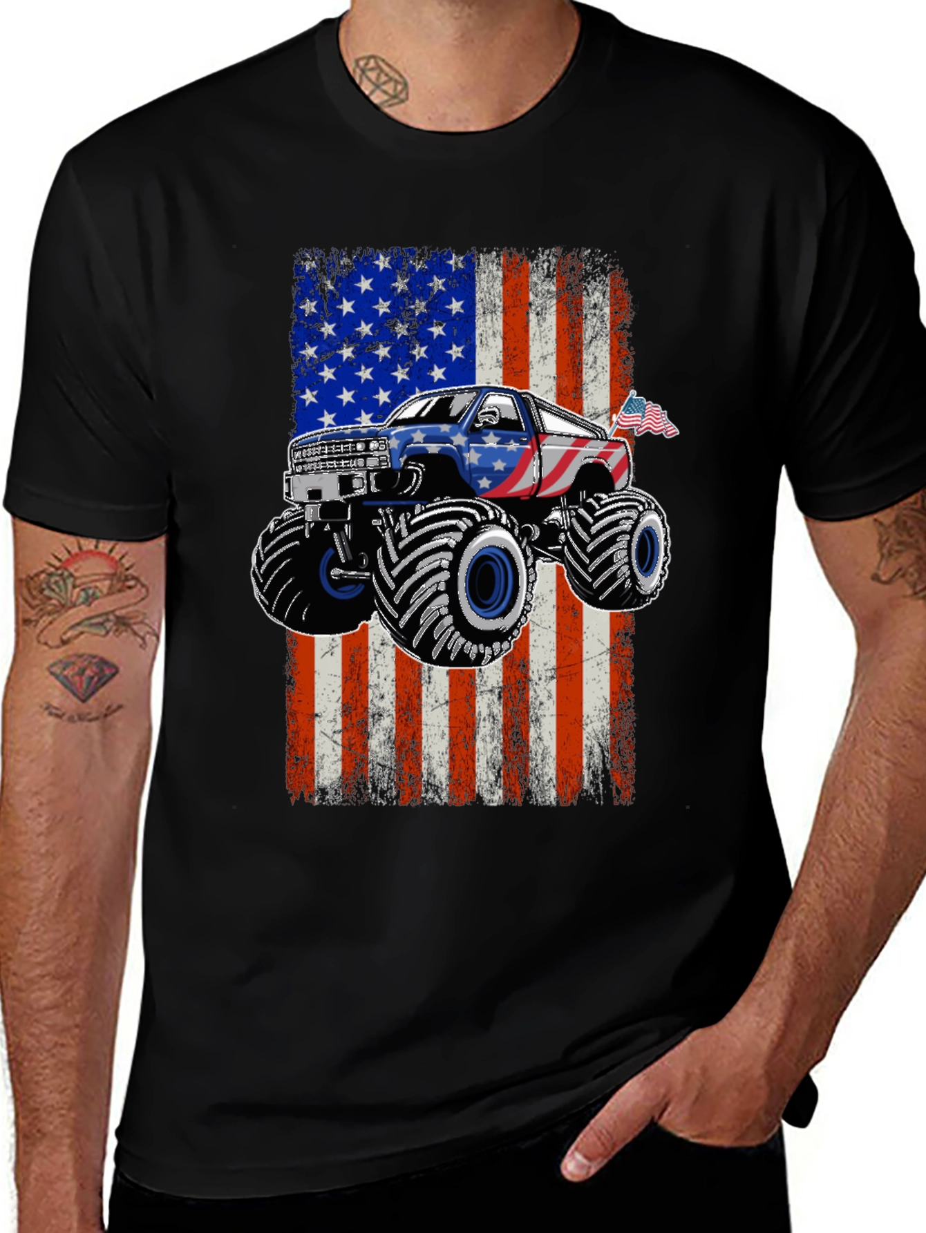 Variant 26 of American Flag Monster Truck Graphic Tee