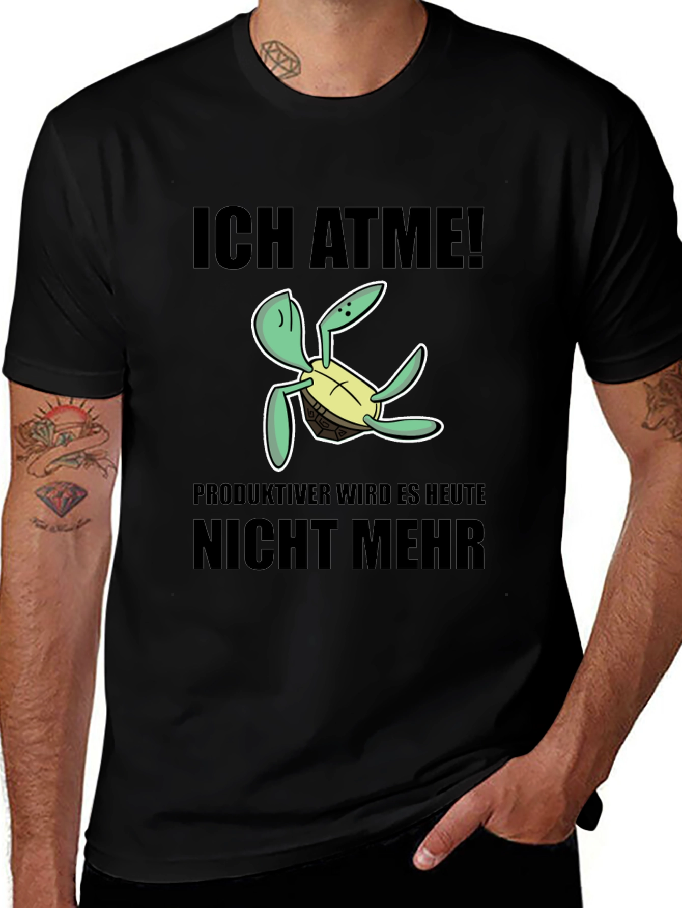 Variant 6 of Ich Atme Turtle T-Shirt - Funny German Slogan Tee
