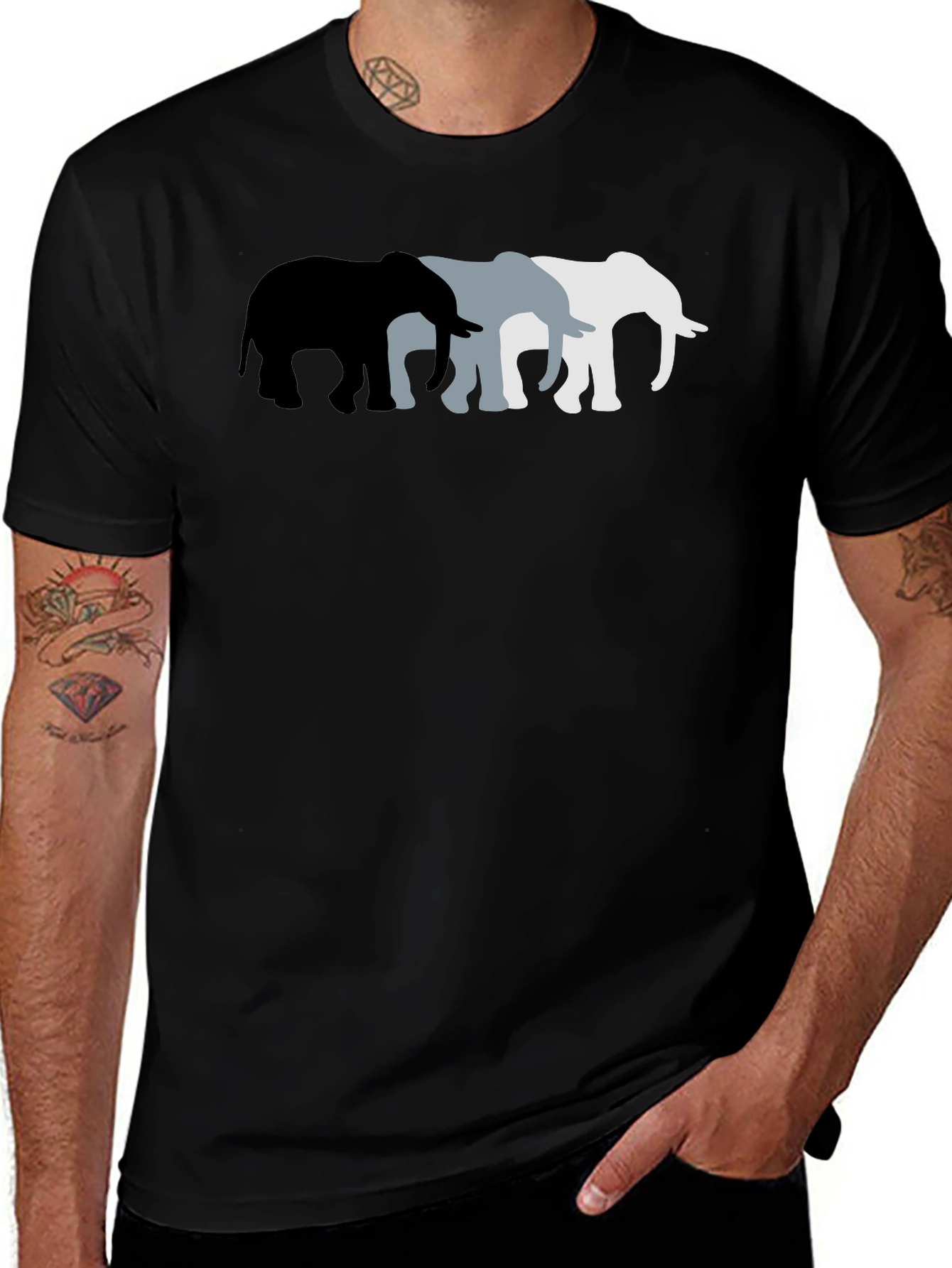Variant 30 of Elephant Silhouette T-Shirt - Black Tee