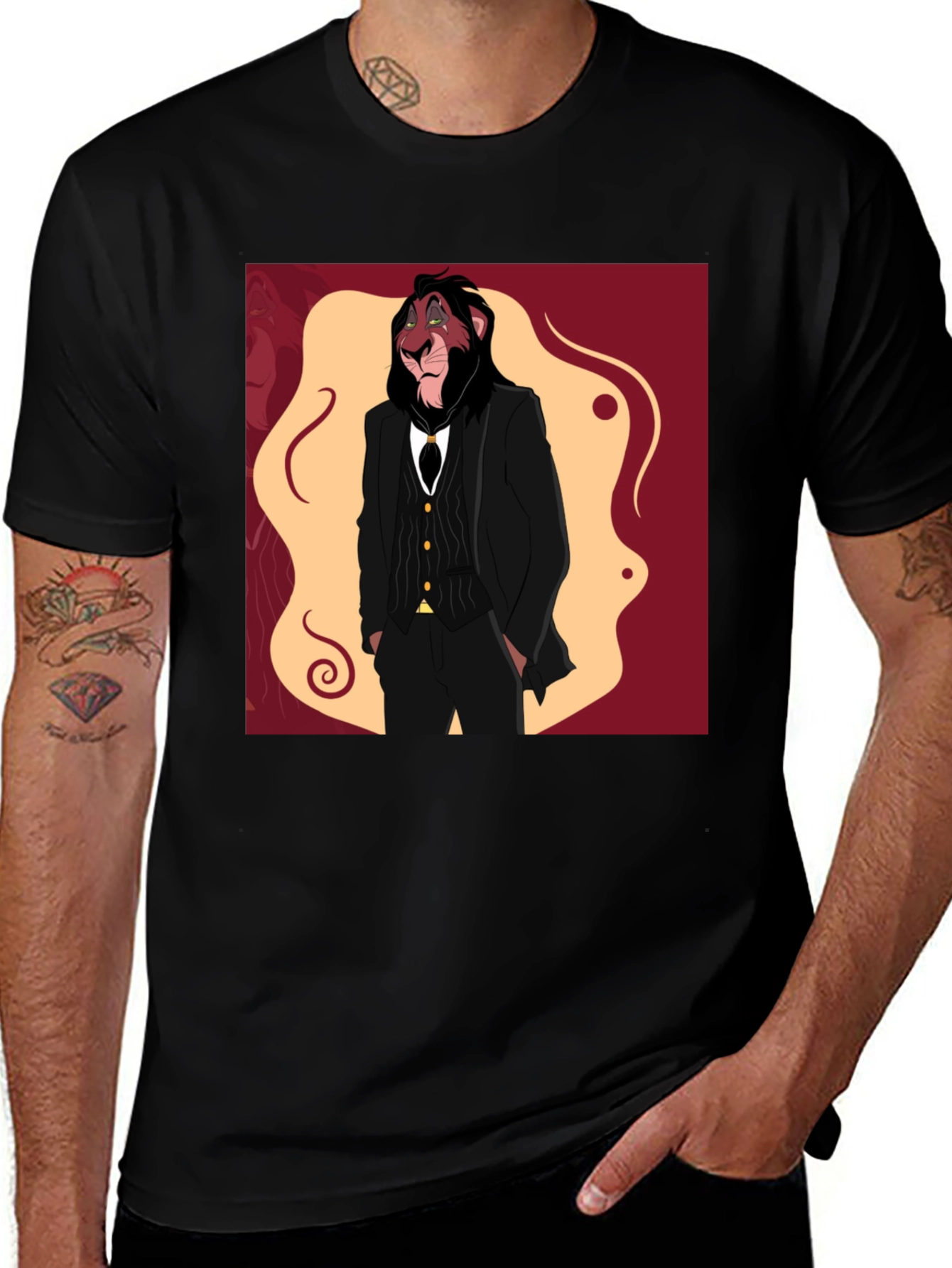 Scar Lion King Suit T-Shirt - Unique Cartoon Graphic Tee