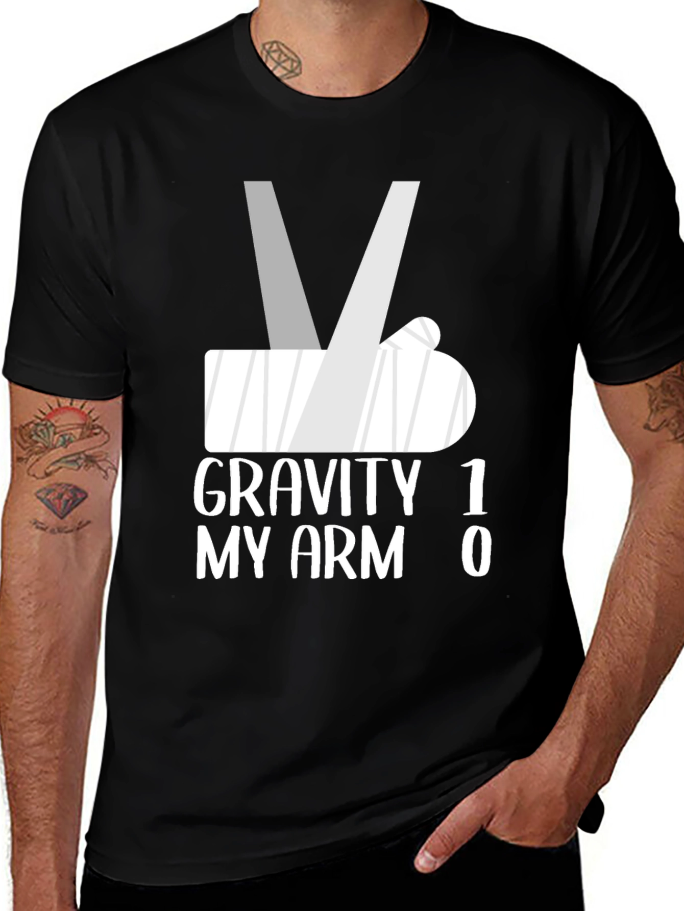 Variant 8 of Gravity 1 My Arm 0 Funny Broken Arm T-Shirt