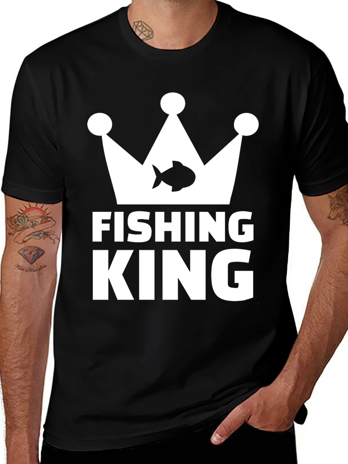 Variant 7 of Fishing King Graphic Tee - Black Cotton T-Shirt