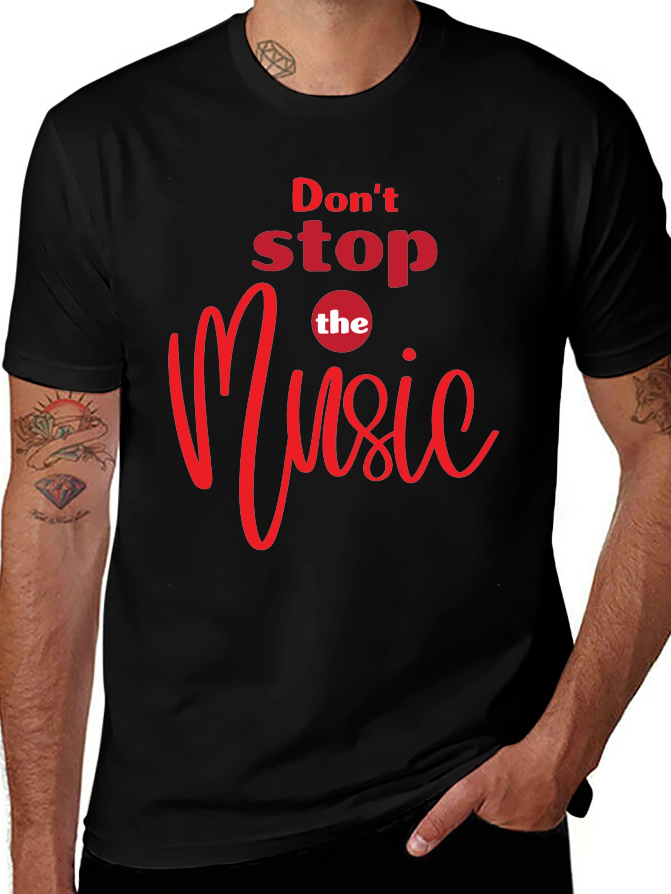 Variant 29 of Don't Stop the Music Graphic Black T-Shirt
