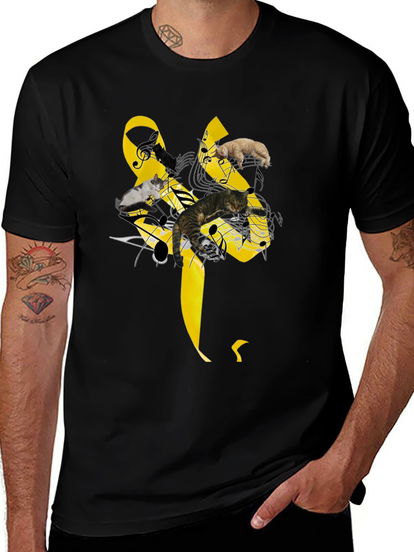 Variant 14 of Music Cats T-Shirt - Black, Whimsical Design