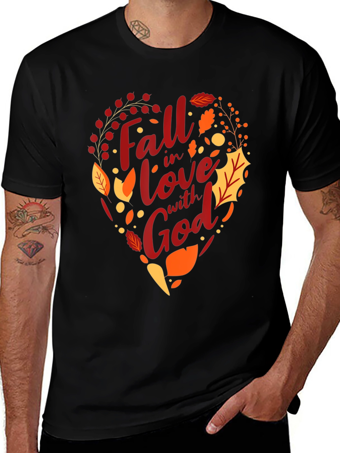 Variant 22 of Fall in Love with God T-Shirt - Autumn Heart Design