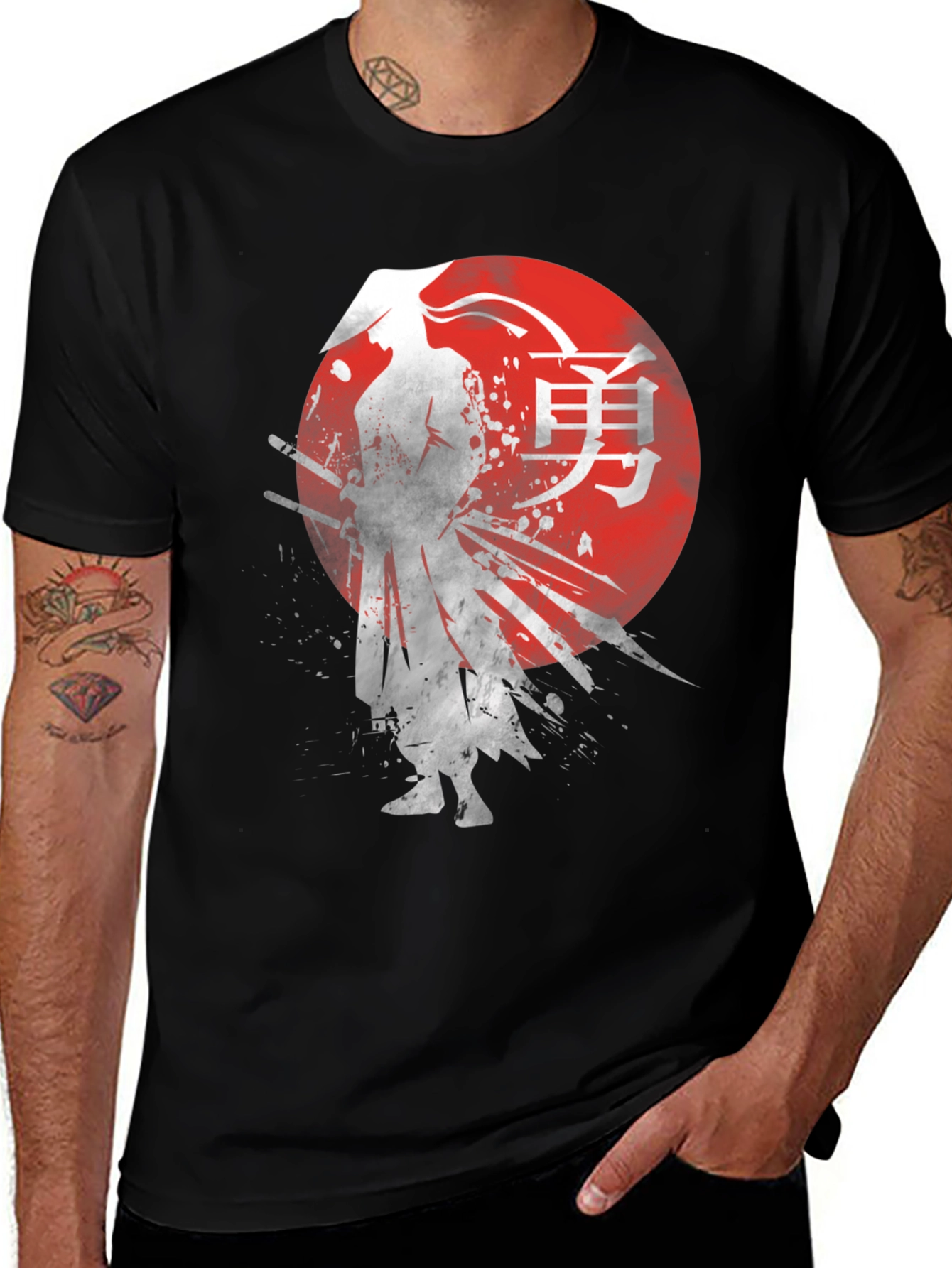Variant 24 of Samurai Warrior Graphic T-Shirt - Men's Black Tee