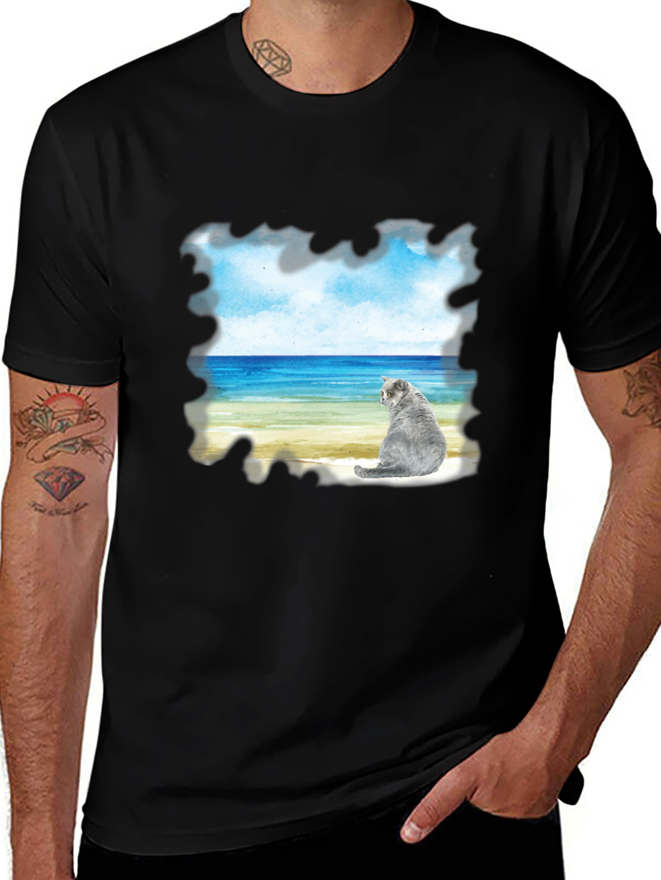 Variant 9 of Cat Beach Graphic T-Shirt