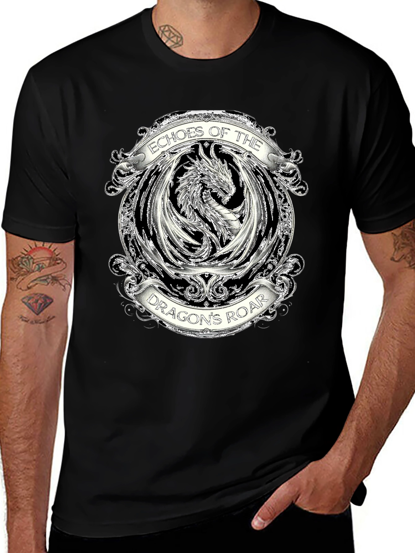 Variant 23 of Echoes of the Dragon's Roar T-Shirt - Fantasy Graphic Tee