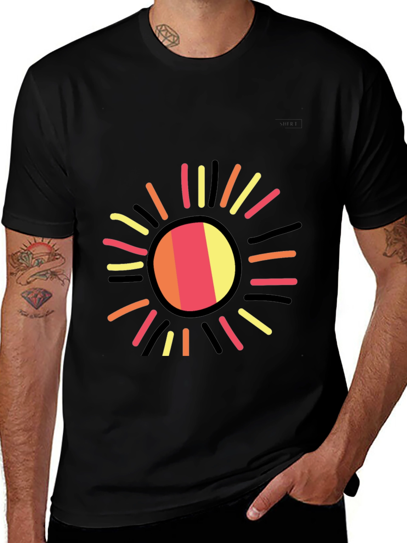 Variant 14 of Radiant Sun Graphic Black T-Shirt