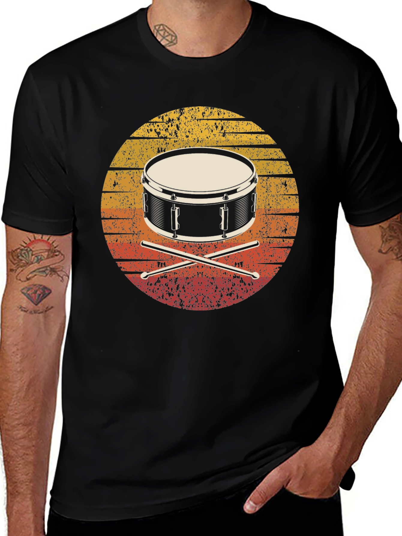 Variant 6 of Retro Drum Set Graphic T-Shirt - Vintage Style