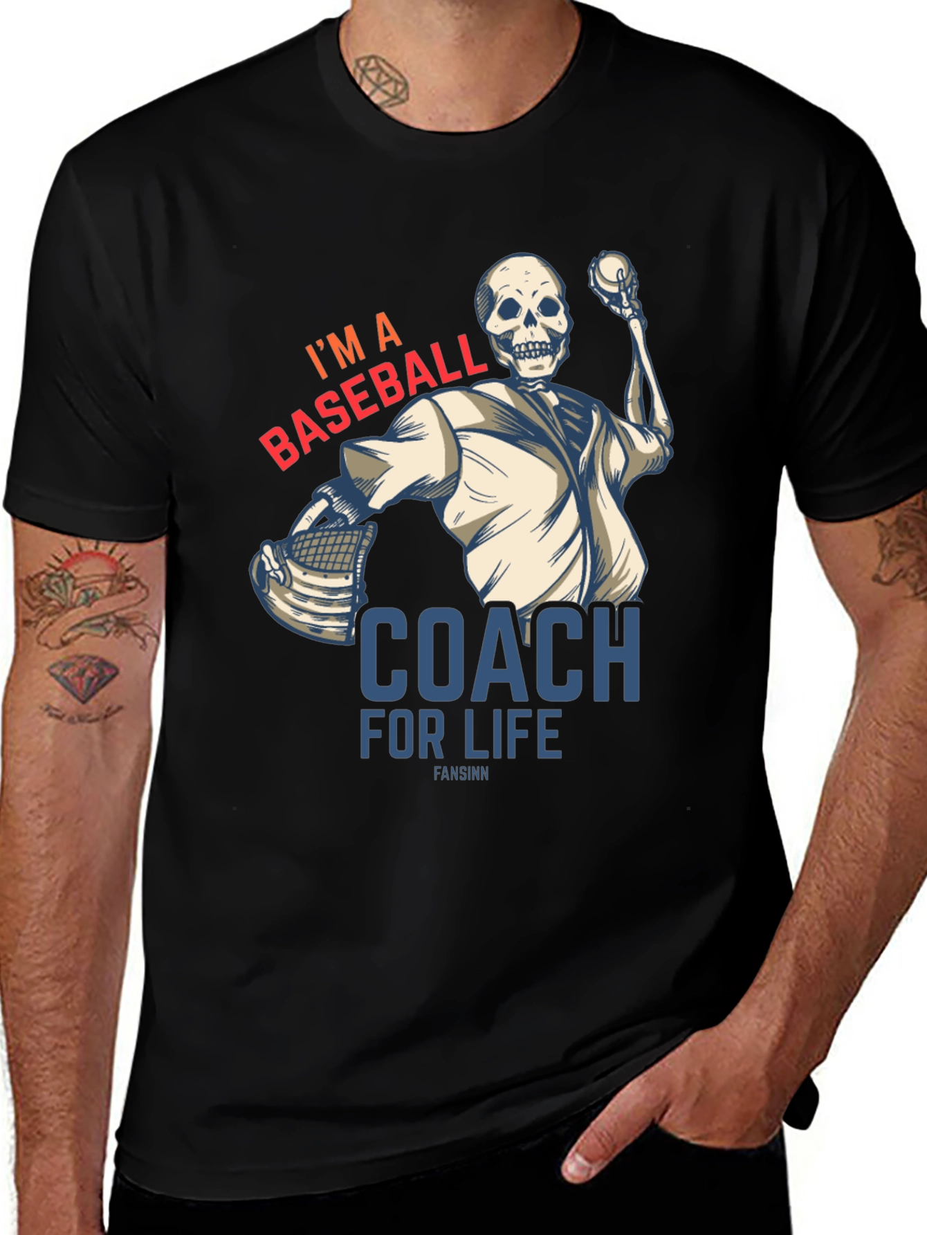 Variant 26 of Baseball Coach Skeleton Graphic T-Shirt