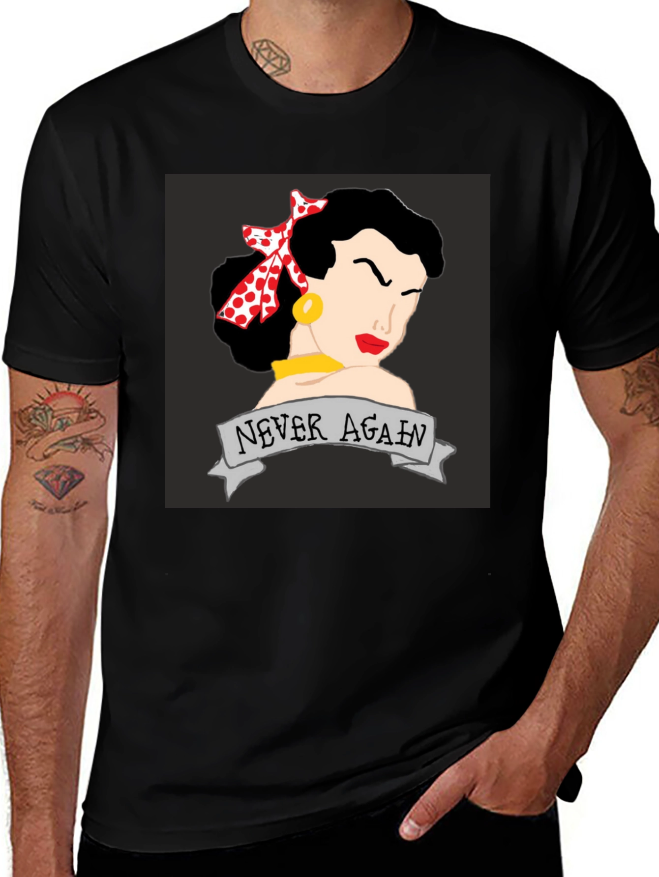 Variant 16 of Never Again Graphic Tee - Retro Cartoon Woman T-Shirt