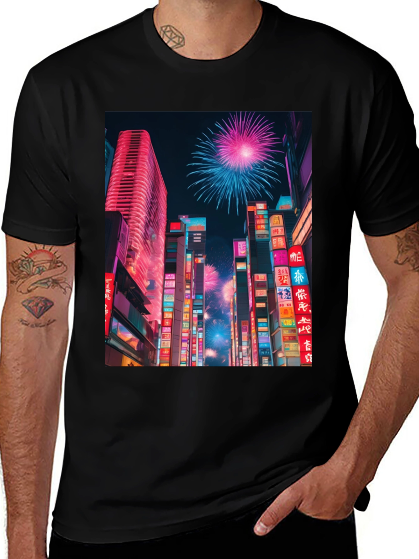 Variant 21 of Cyberpunk City Fireworks T-Shirt
