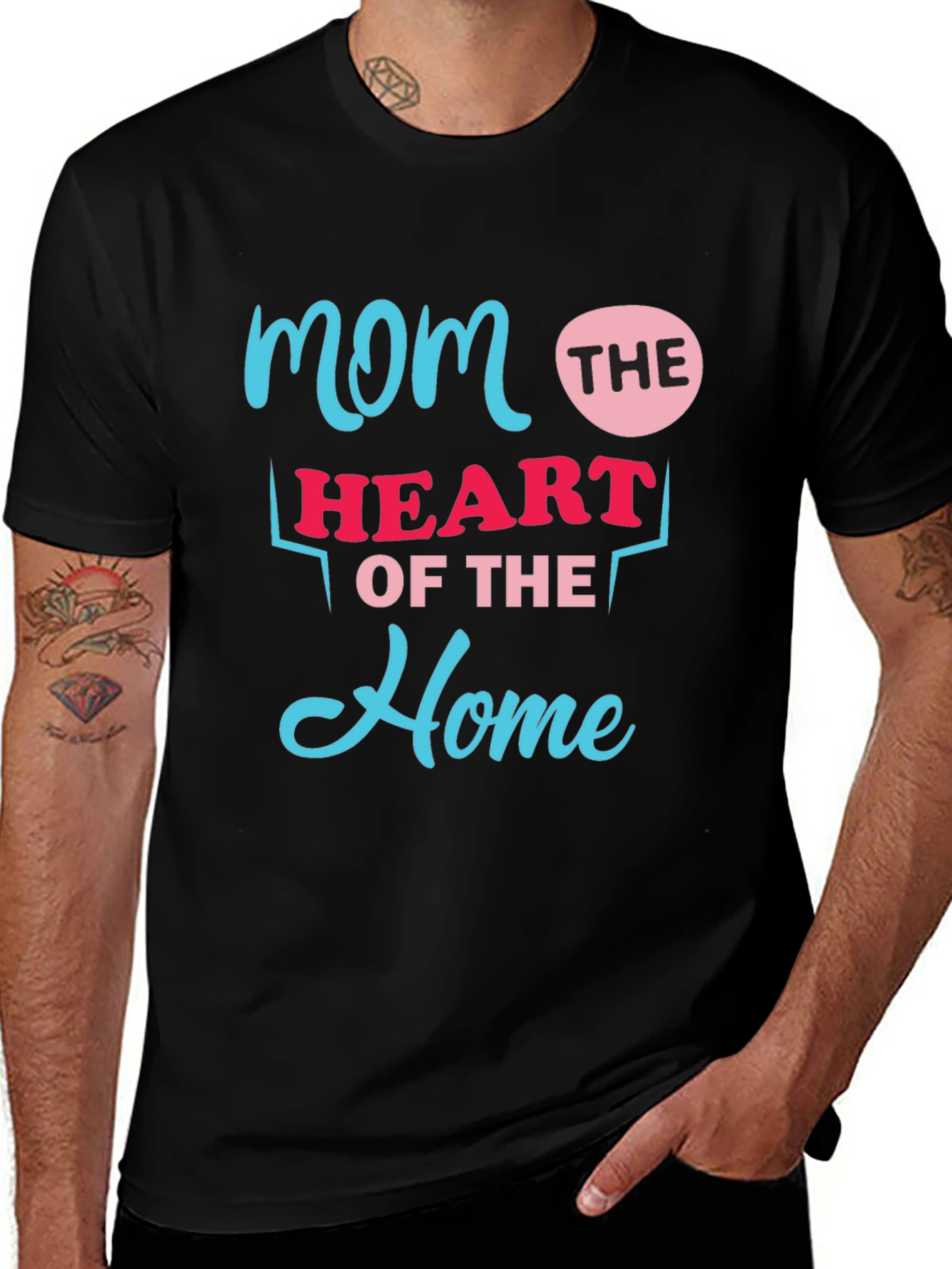 Mom The Heart Of The Home Black T-Shirt