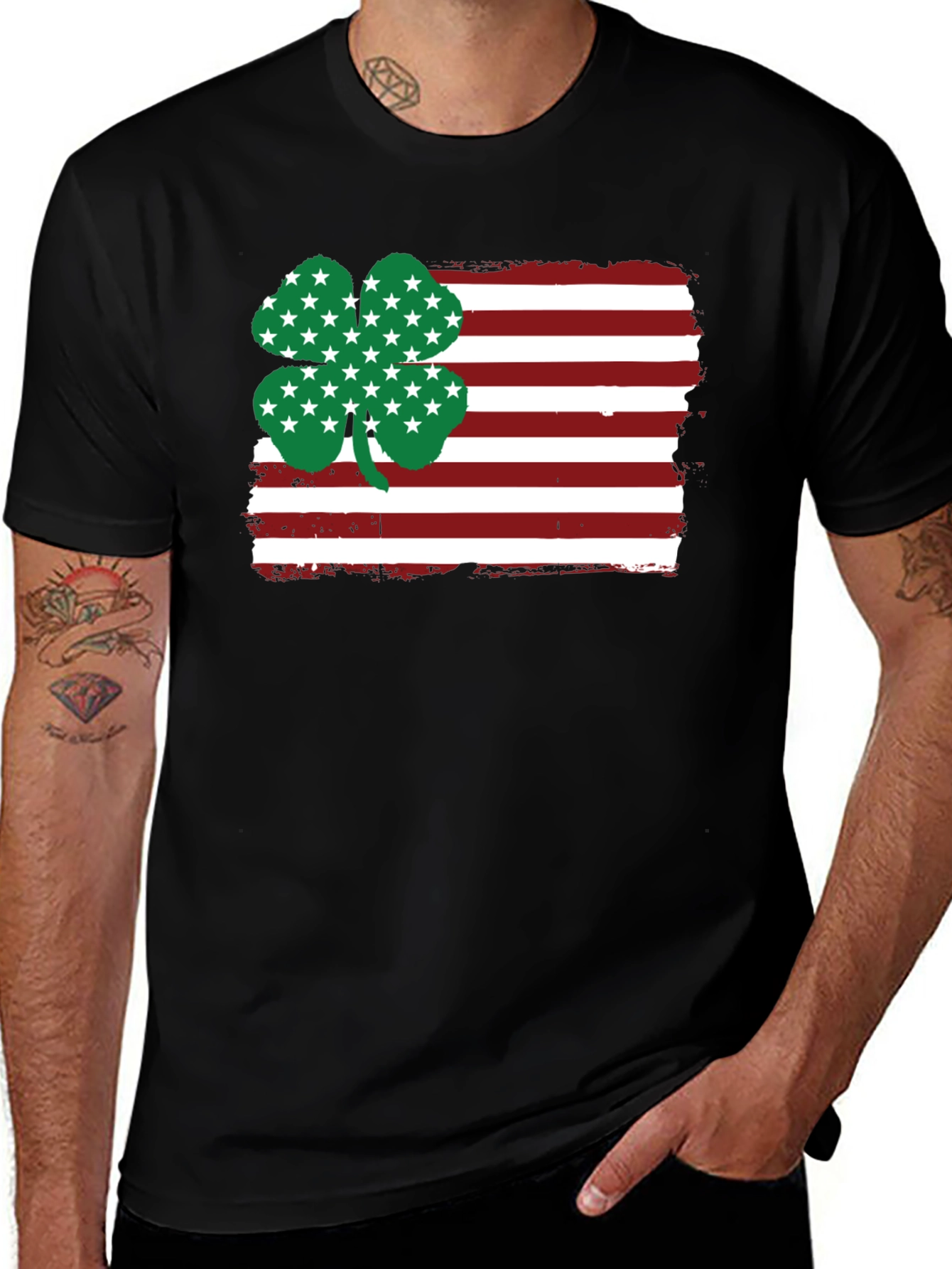 St. Patrick's American Flag Clover Graphic Tee