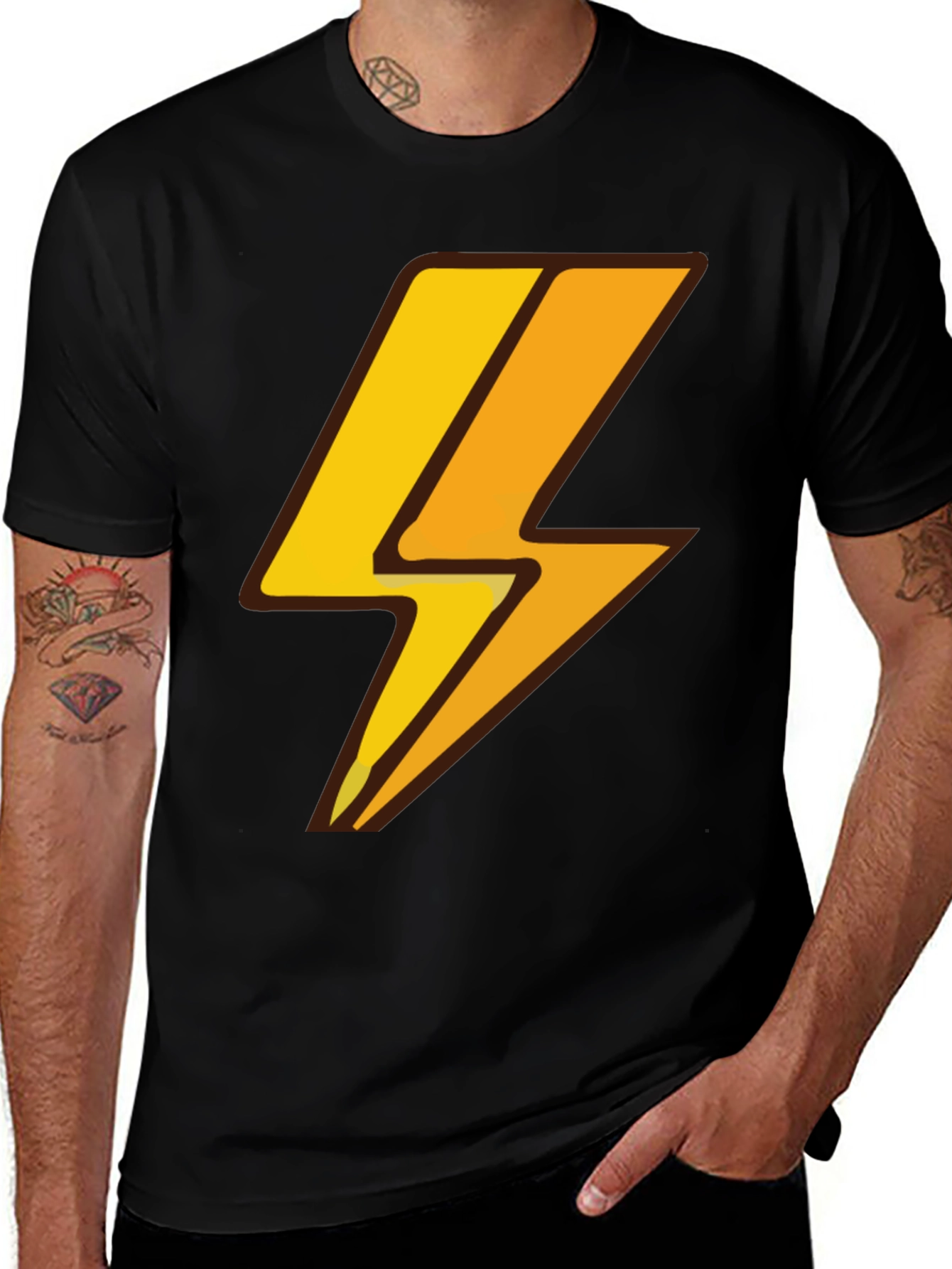 Variant 7 of Lightning Bolt Graphic Tee - Black Cotton T-Shirt