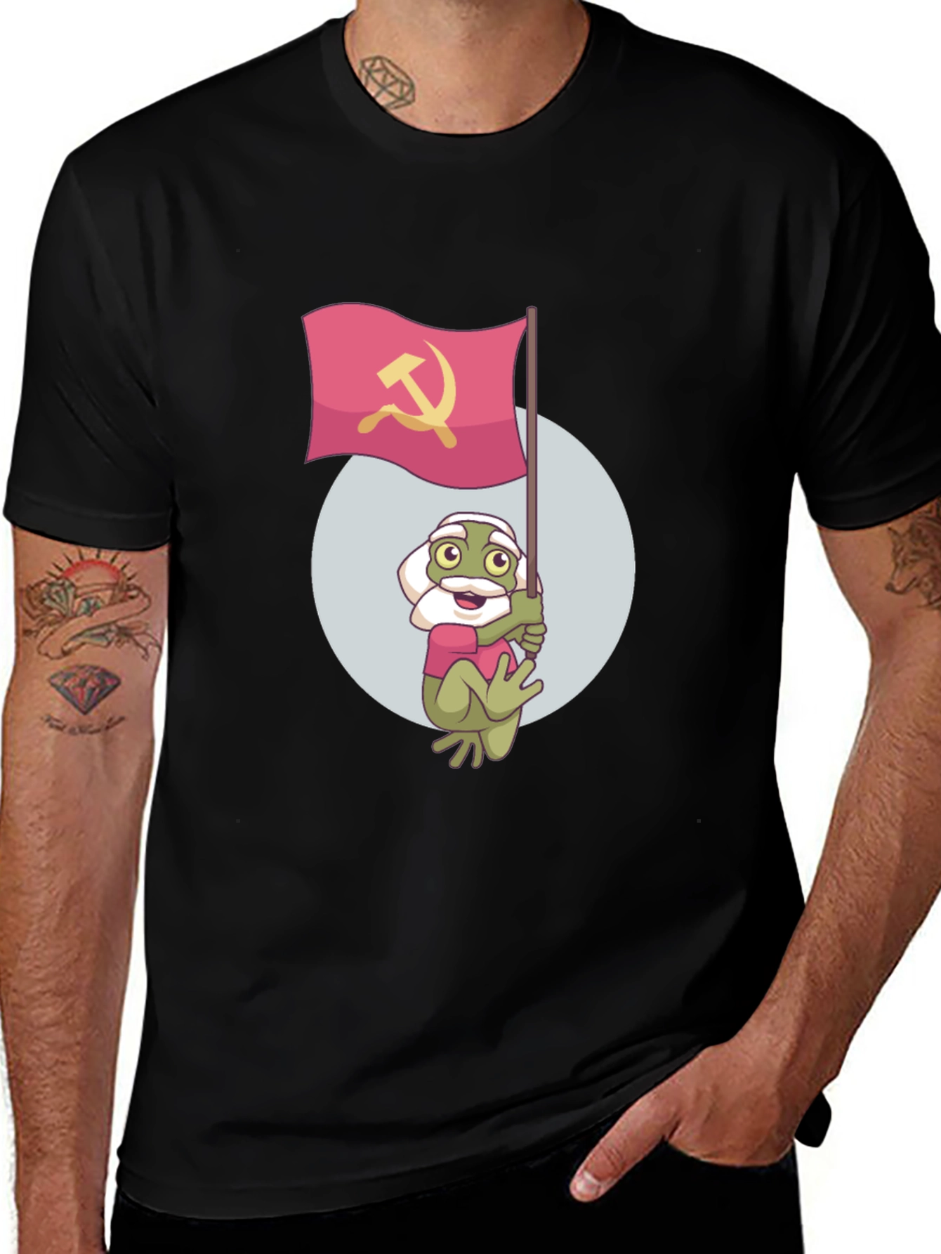 Variant 7 of Frog Waving Hammer & Sickle Flag T-Shirt