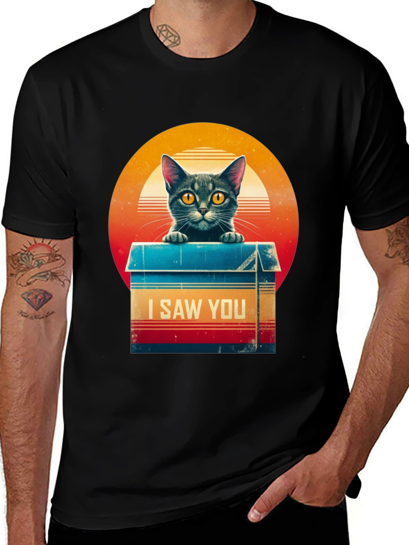Variant 18 of I Saw You Cat Graphic Tee - Unisex Black T-Shirt
