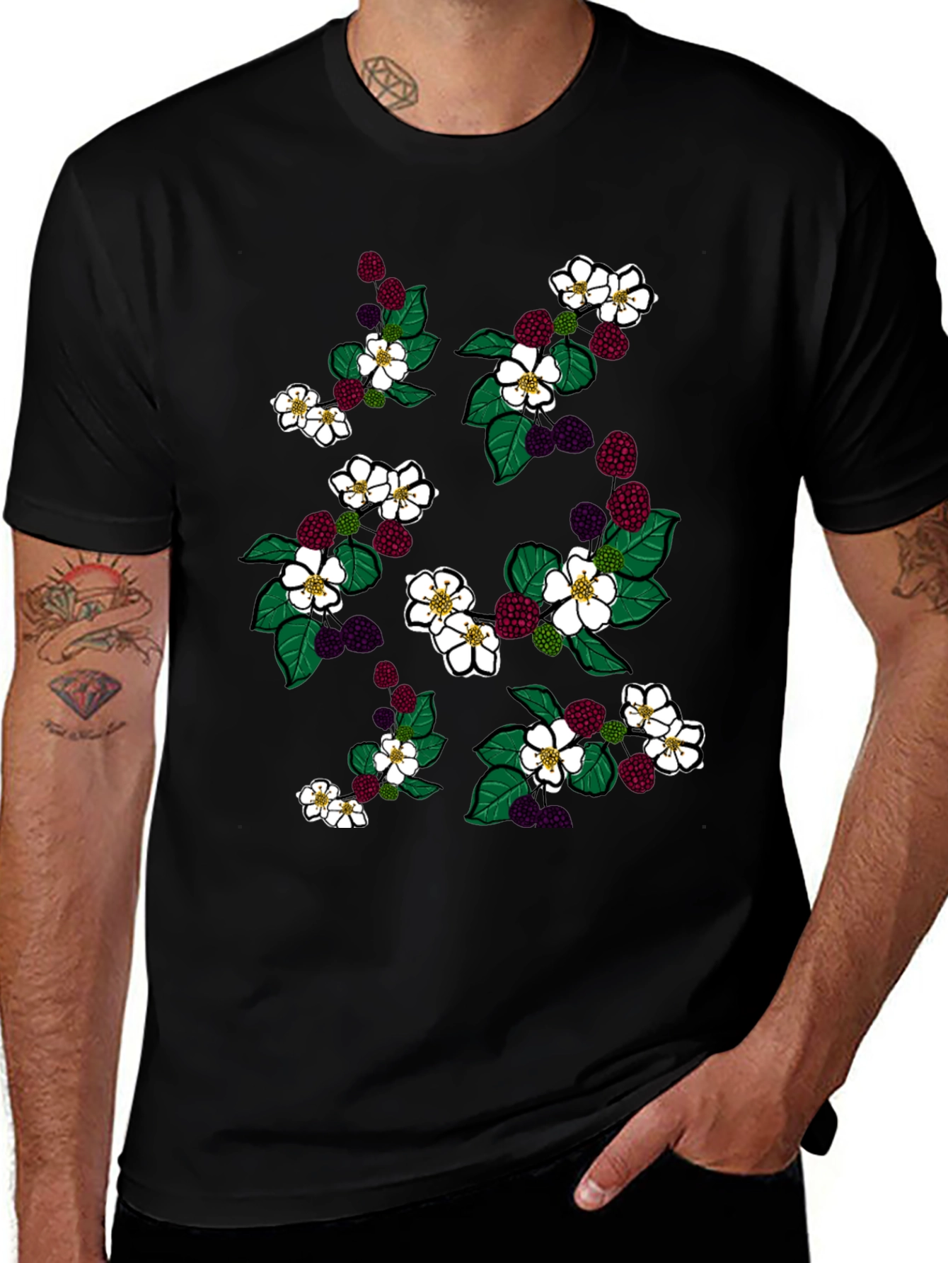 Floral Blackberry Print T-Shirt