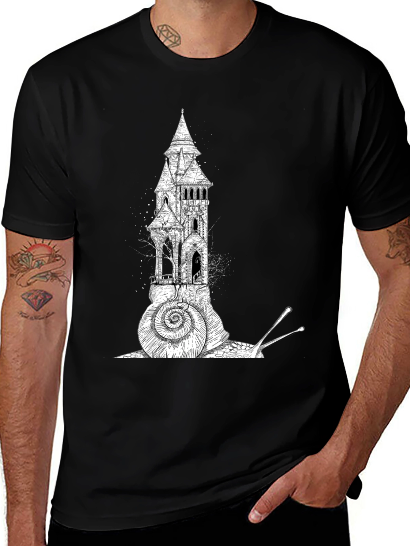 Variant 18 of Snail House Graphic Tee - Unique Black T-Shirt