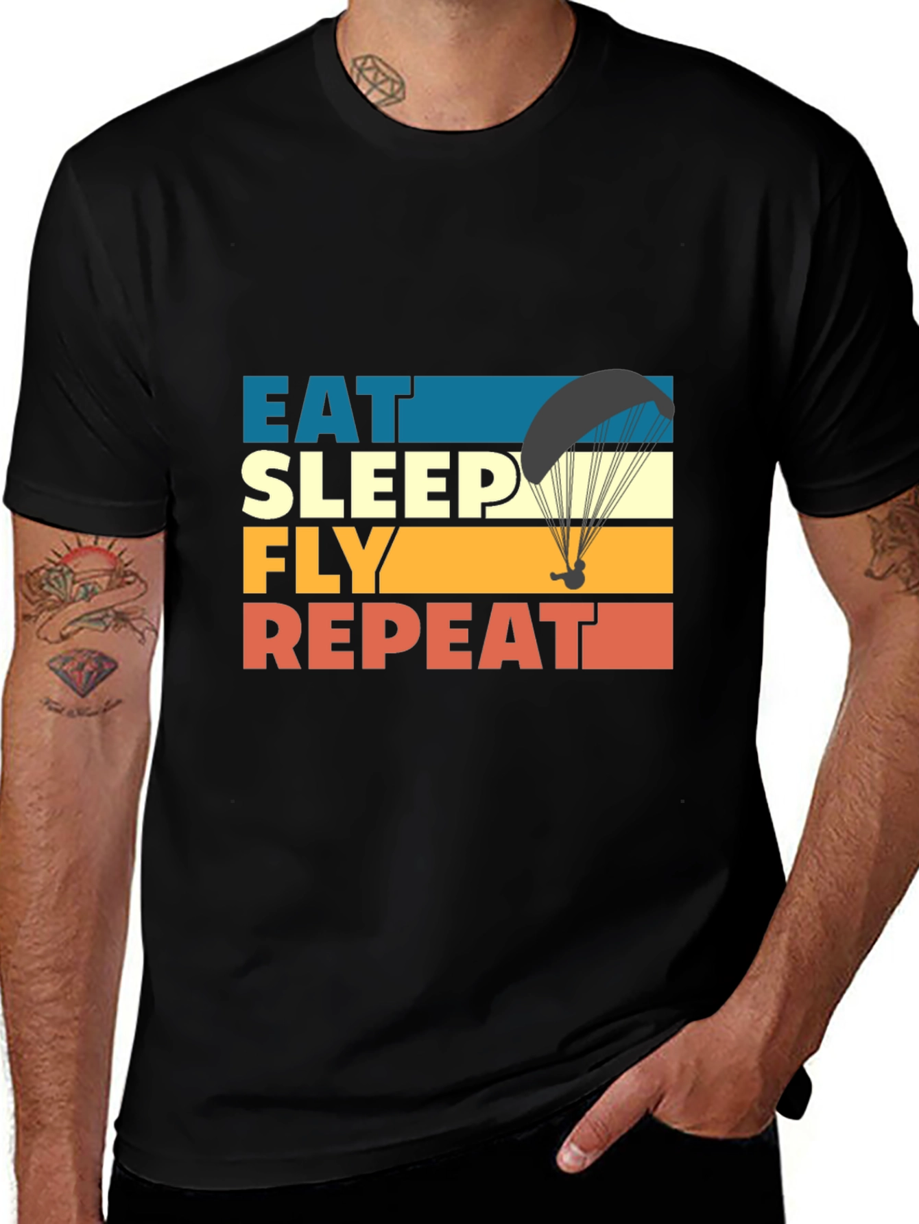 Variant 23 of Eat Sleep Fly Repeat T-Shirt - Paragliding Adventure Tee