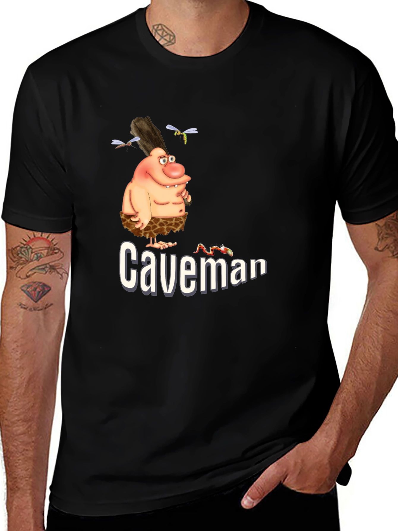 Variant 20 of Caveman Cartoon Graphic Tee - Black T-Shirt