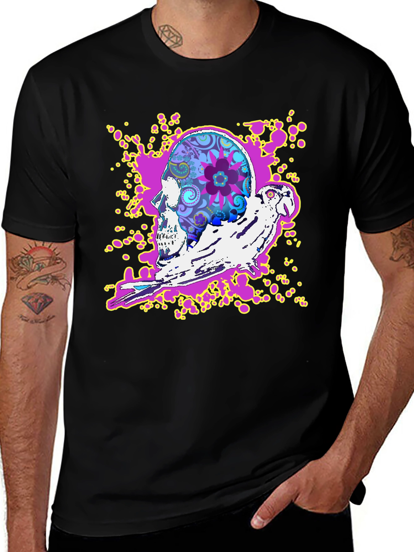 Variant 9 of Skull & Parrot Graphic T-Shirt - Unique Design