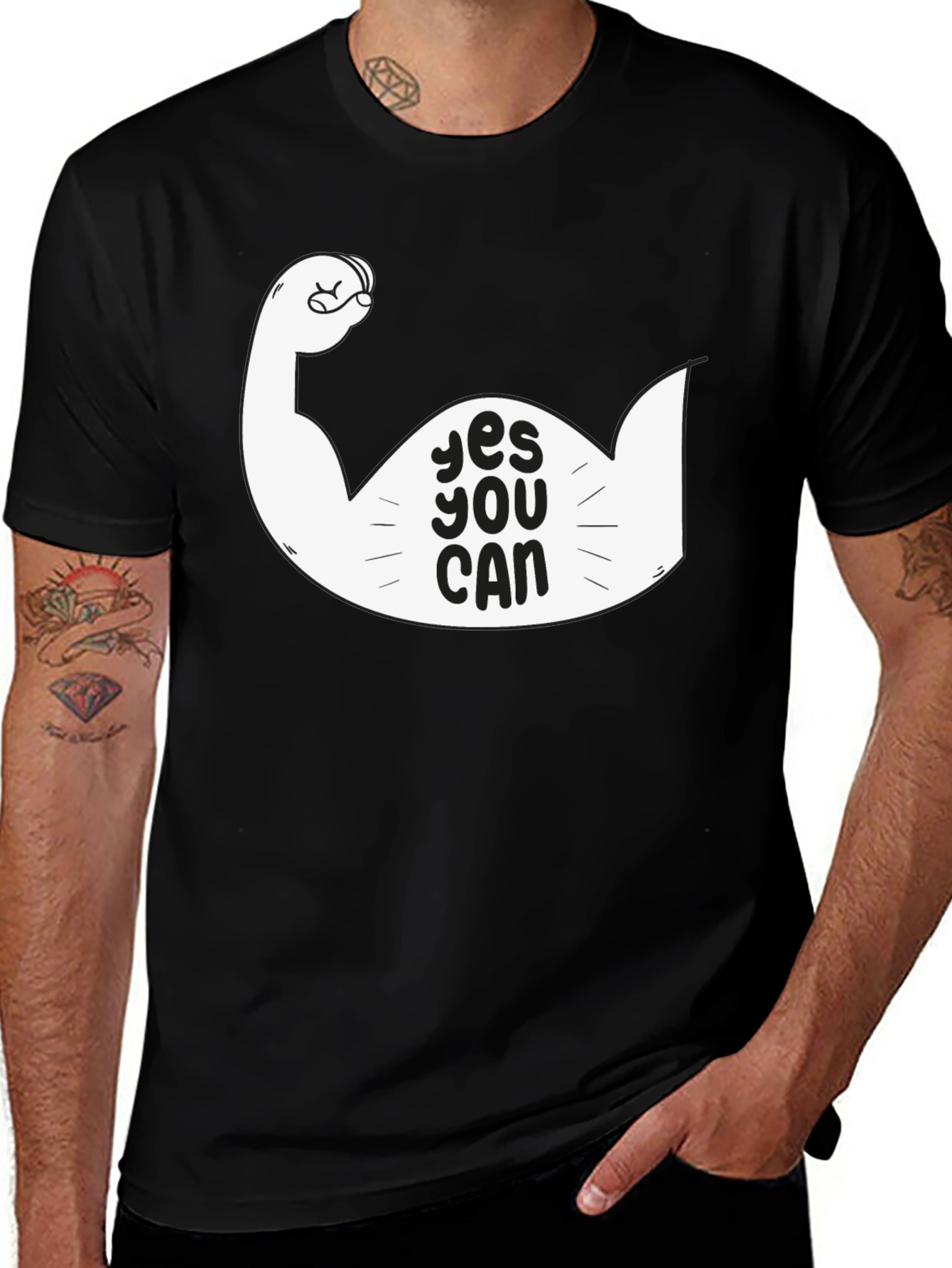 Variant 19 of Yes You Can Graphic Tee - Motivational Black T-Shirt