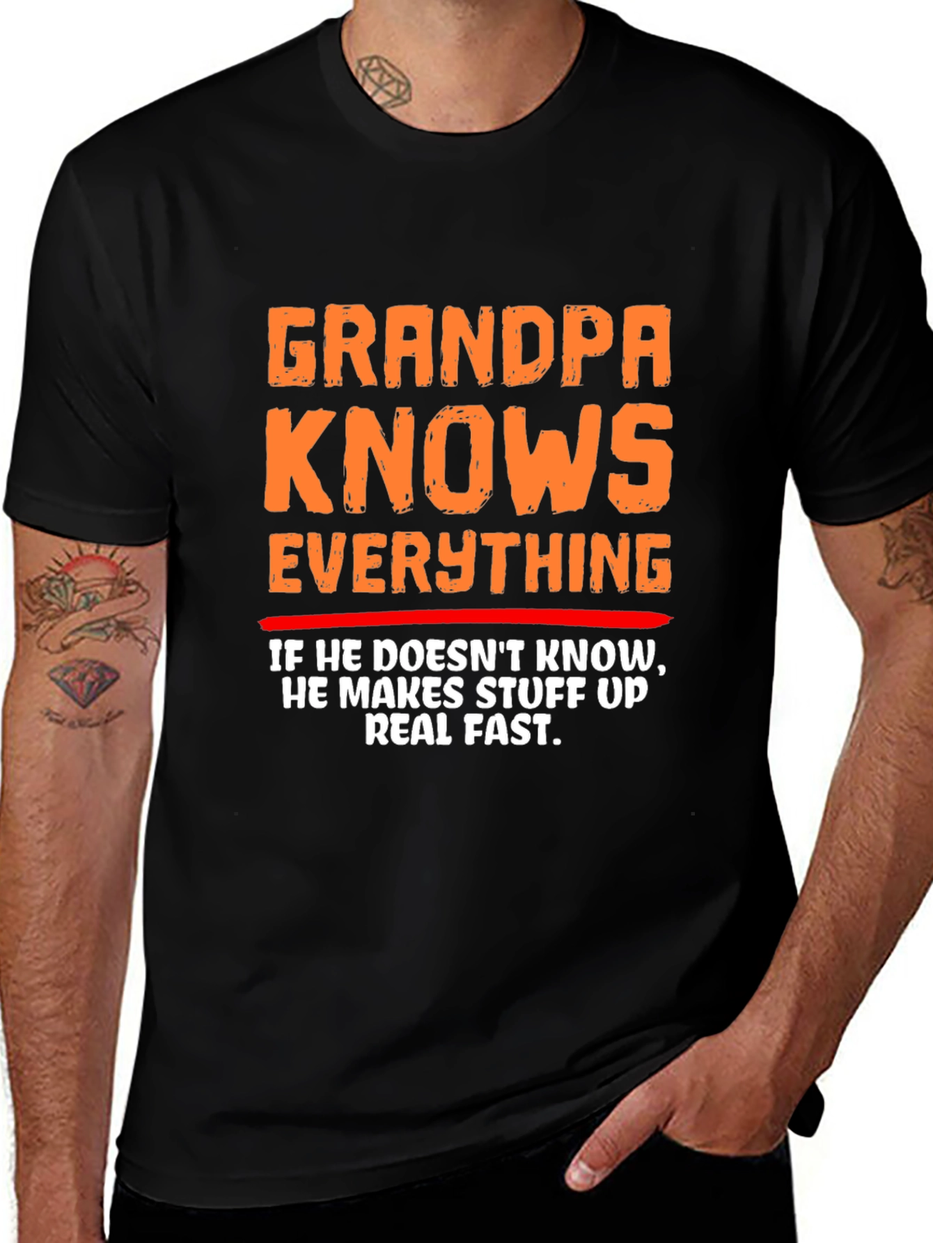 Variant 8 of Grandpa Knows Everything Funny Graphic T-Shirt