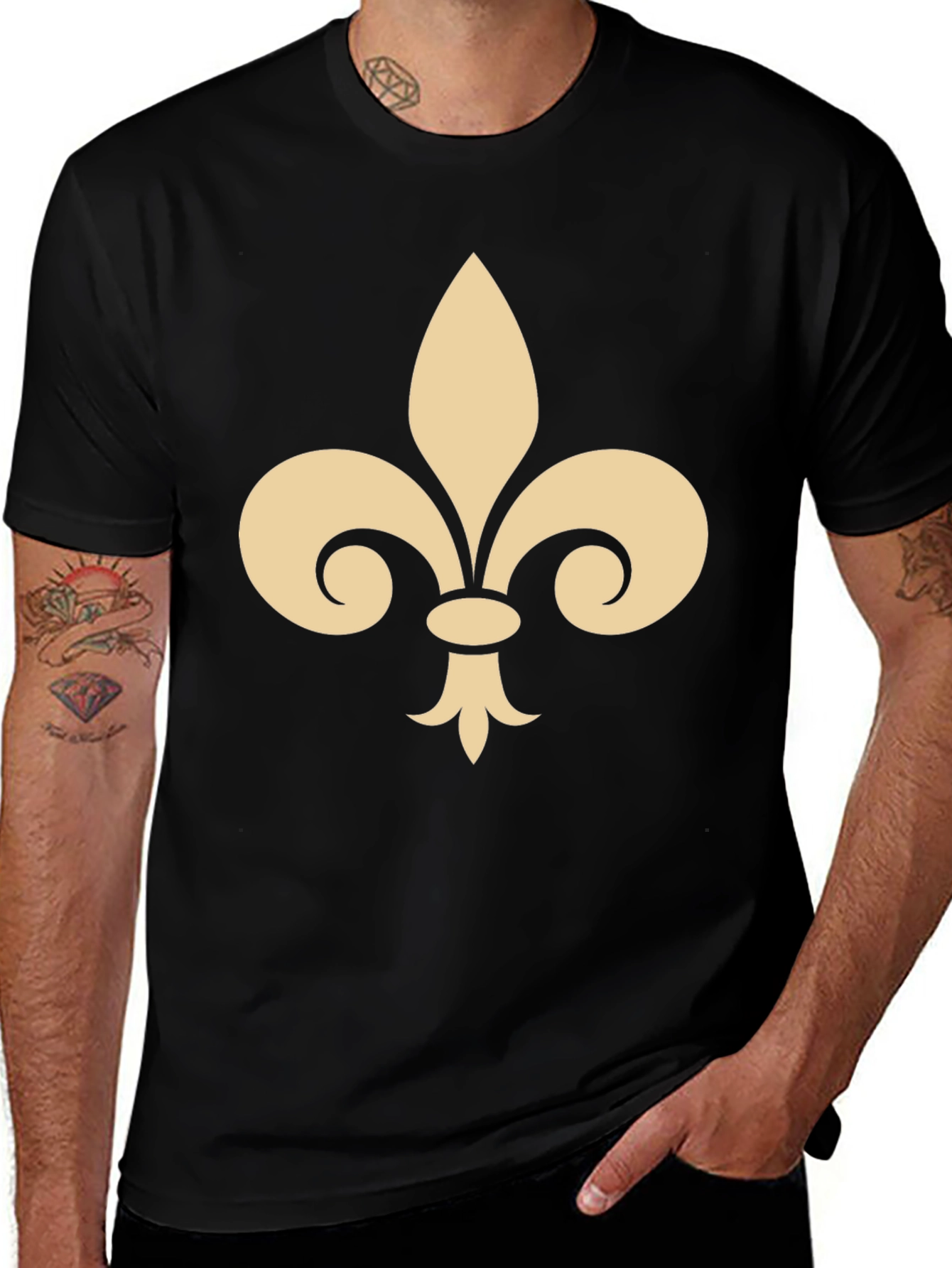 Variant 27 of Fleur-de-lis Graphic Black T-Shirt