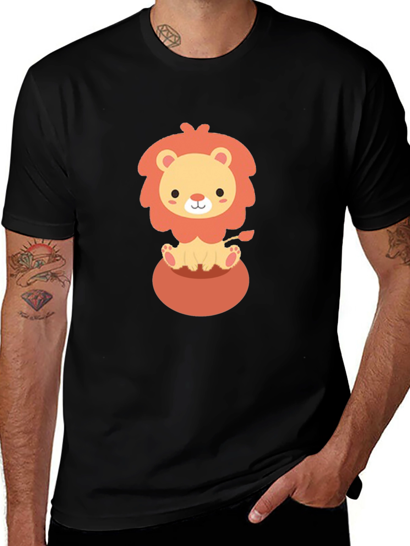 Variant 21 of Cute Lion Graphic Tee - Soft Cotton Black T-Shirt