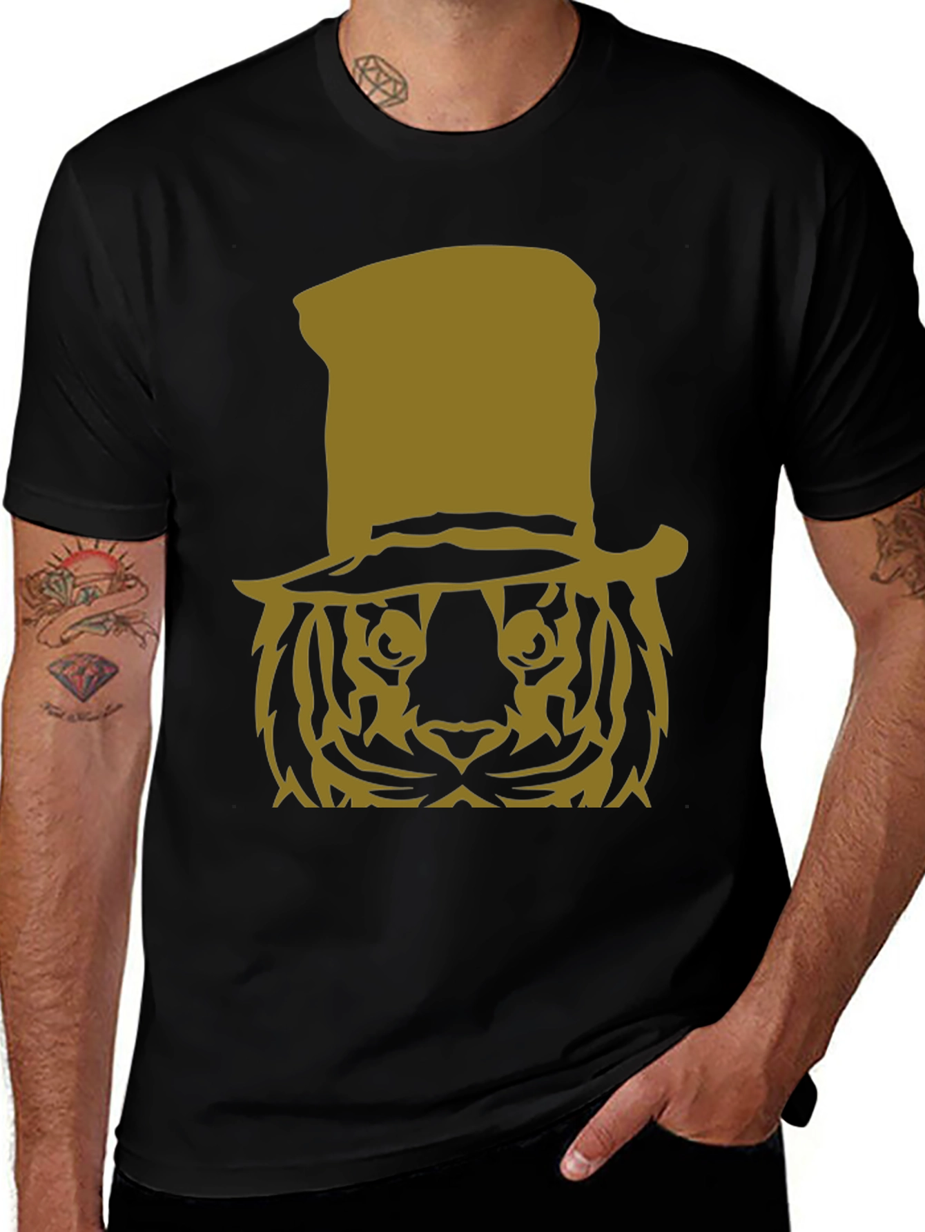 Variant 15 of Tiger Top Hat Graphic T-Shirt