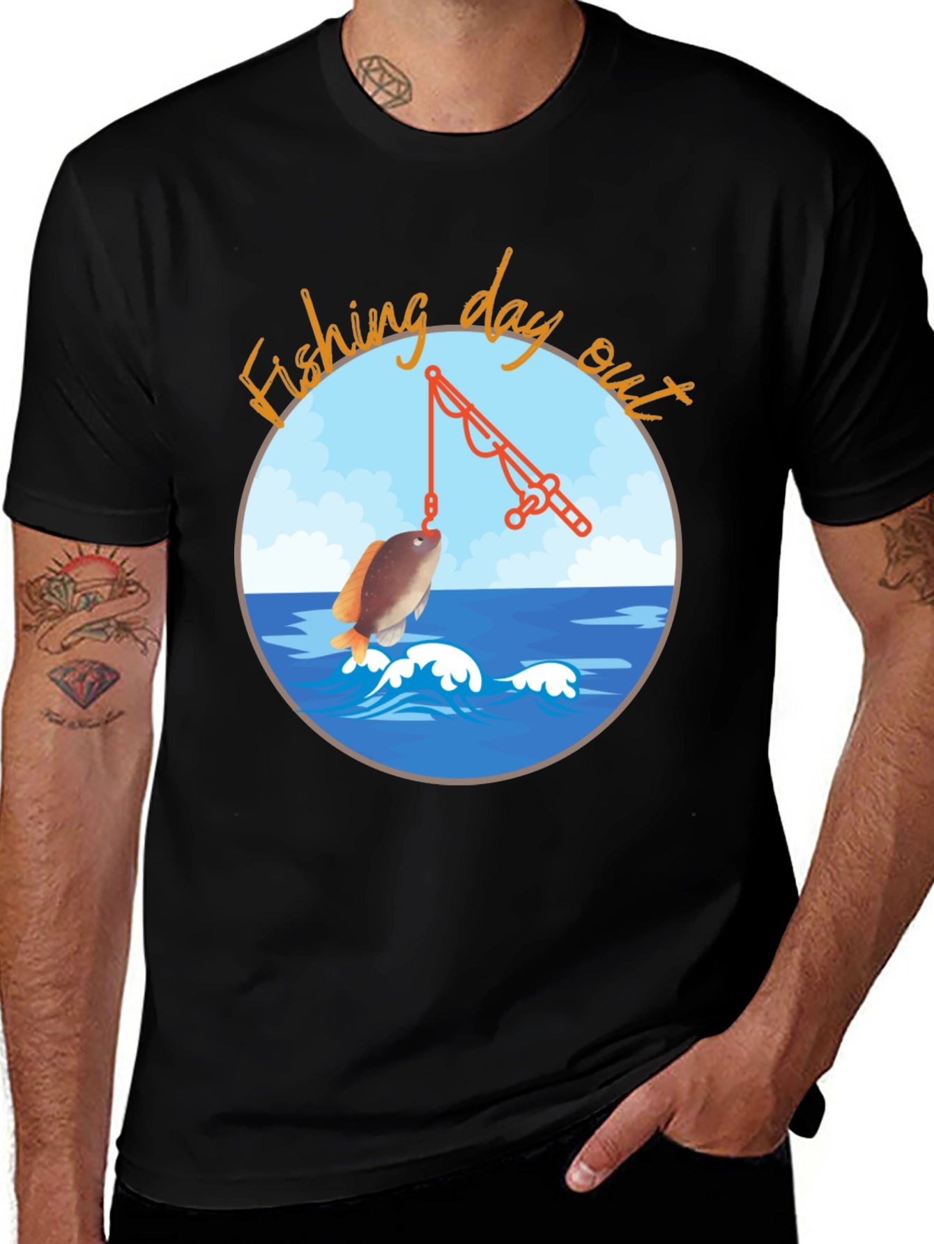 Variant 15 of Fishing Day Out Black T-Shirt