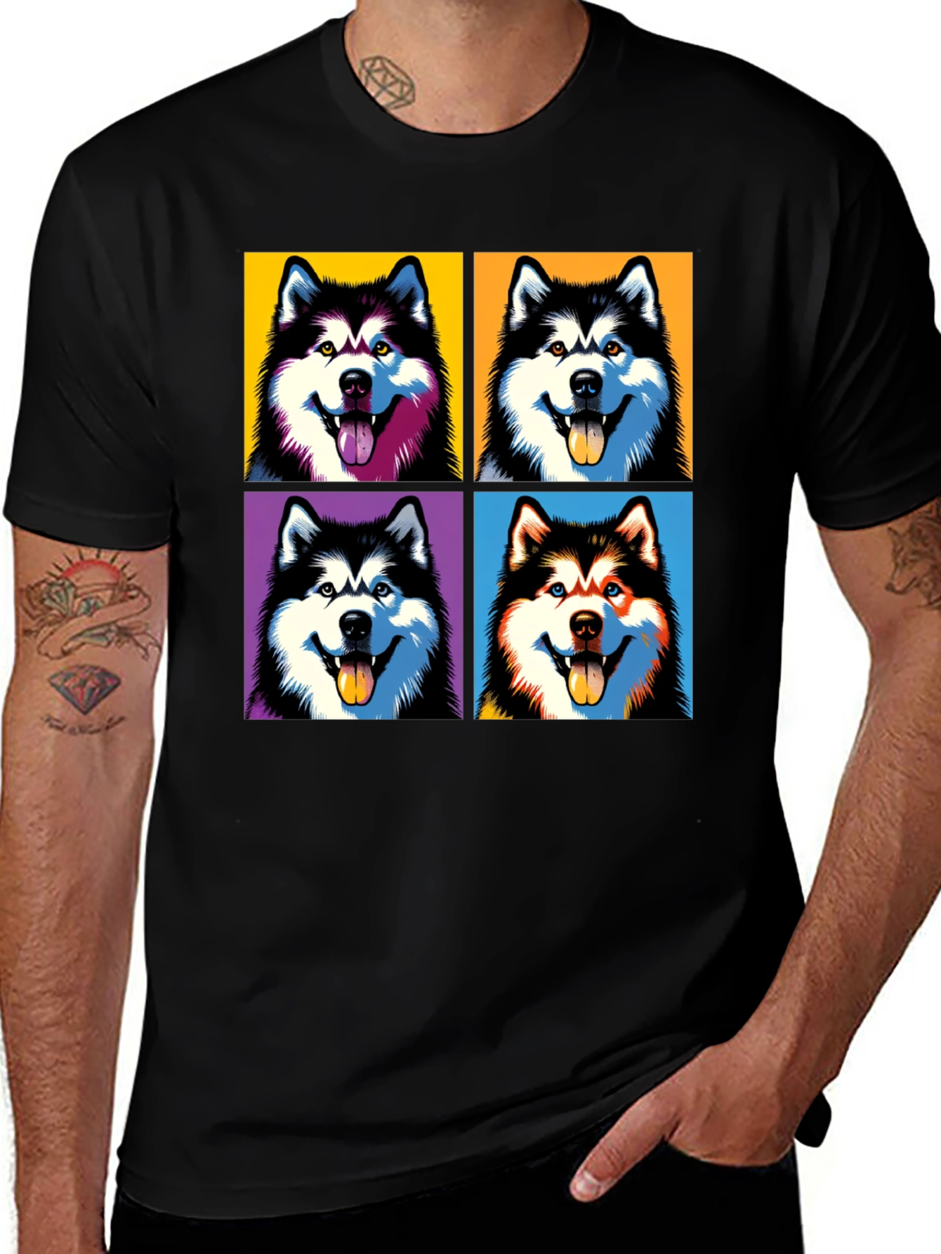 Pop Art Alaskan Malamute T-Shirt - Unique Dog Lover Gift