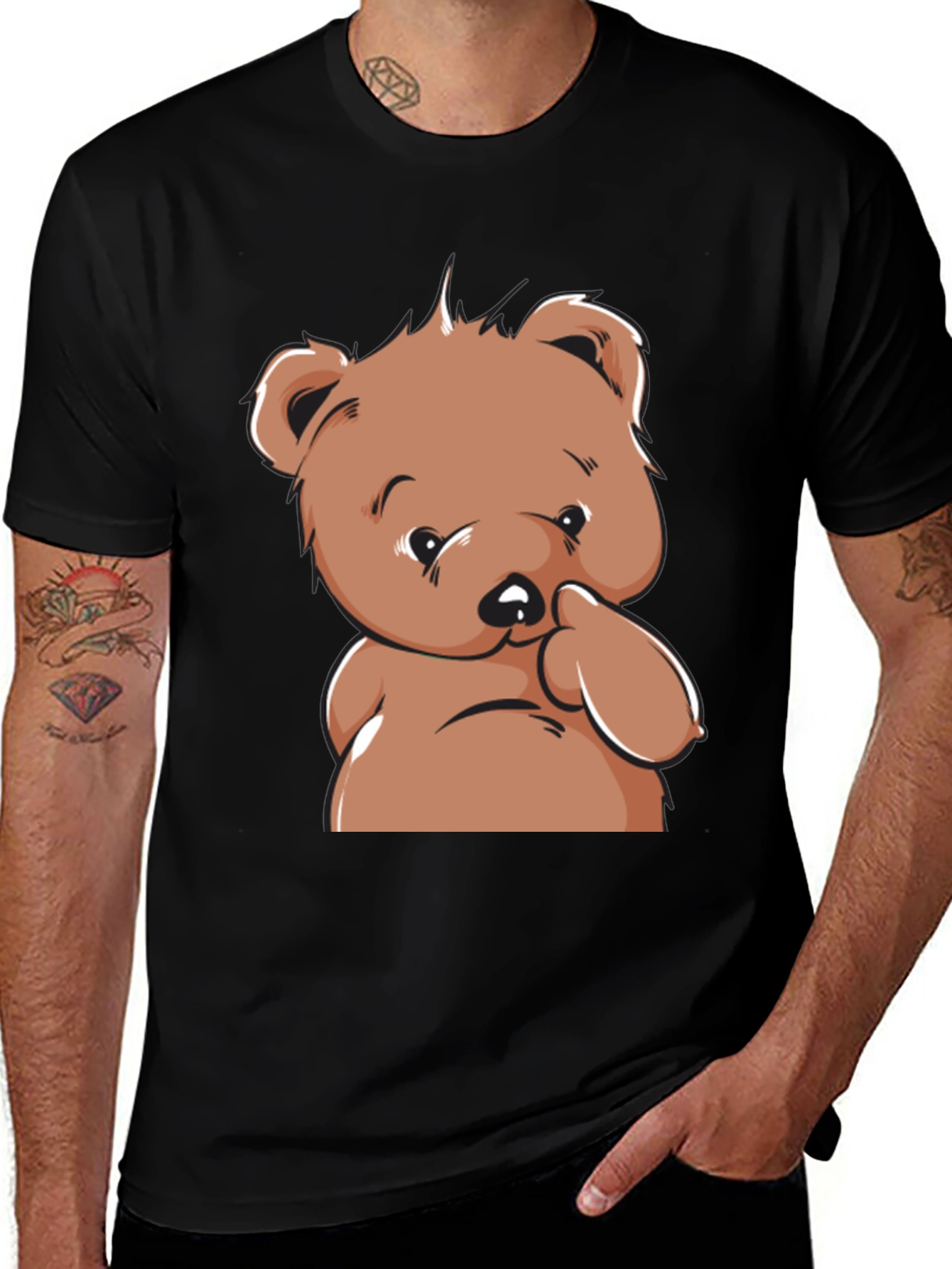 Variant 27 of Cute Teddy Bear Graphic Black T-Shirt