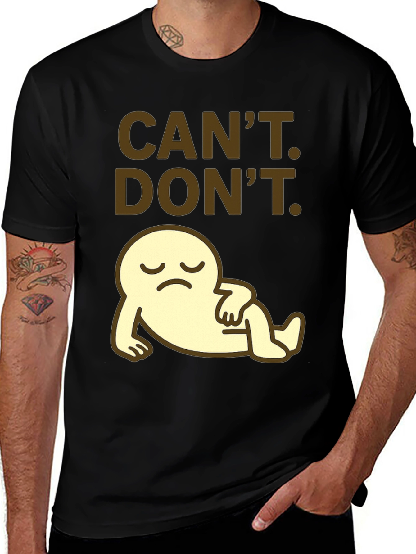 Variant 2 of Can't. Don't. Graphic T-Shirt - Lazy Cartoon