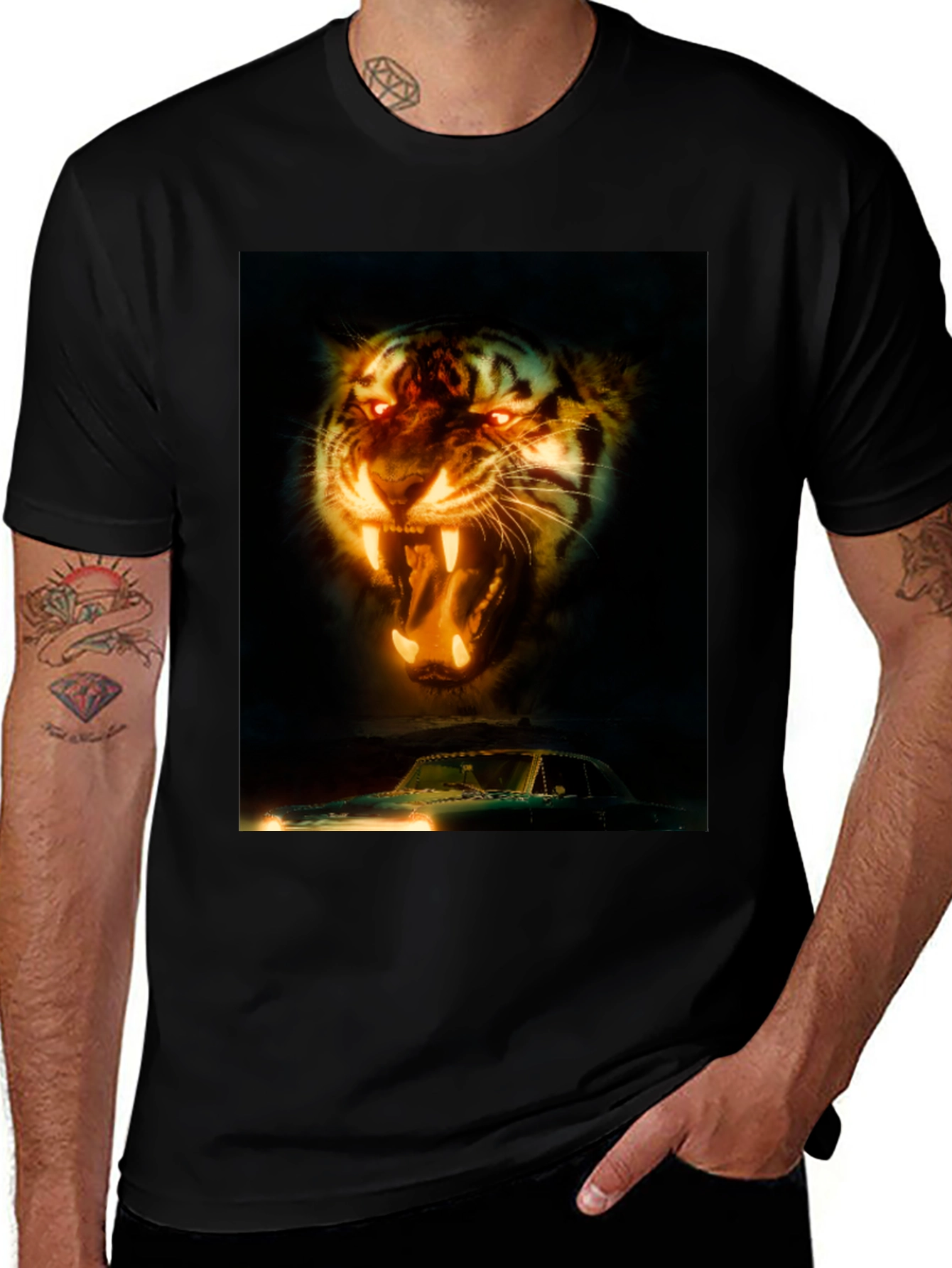 Variant 17 of Tiger and Car Graphic T-Shirt