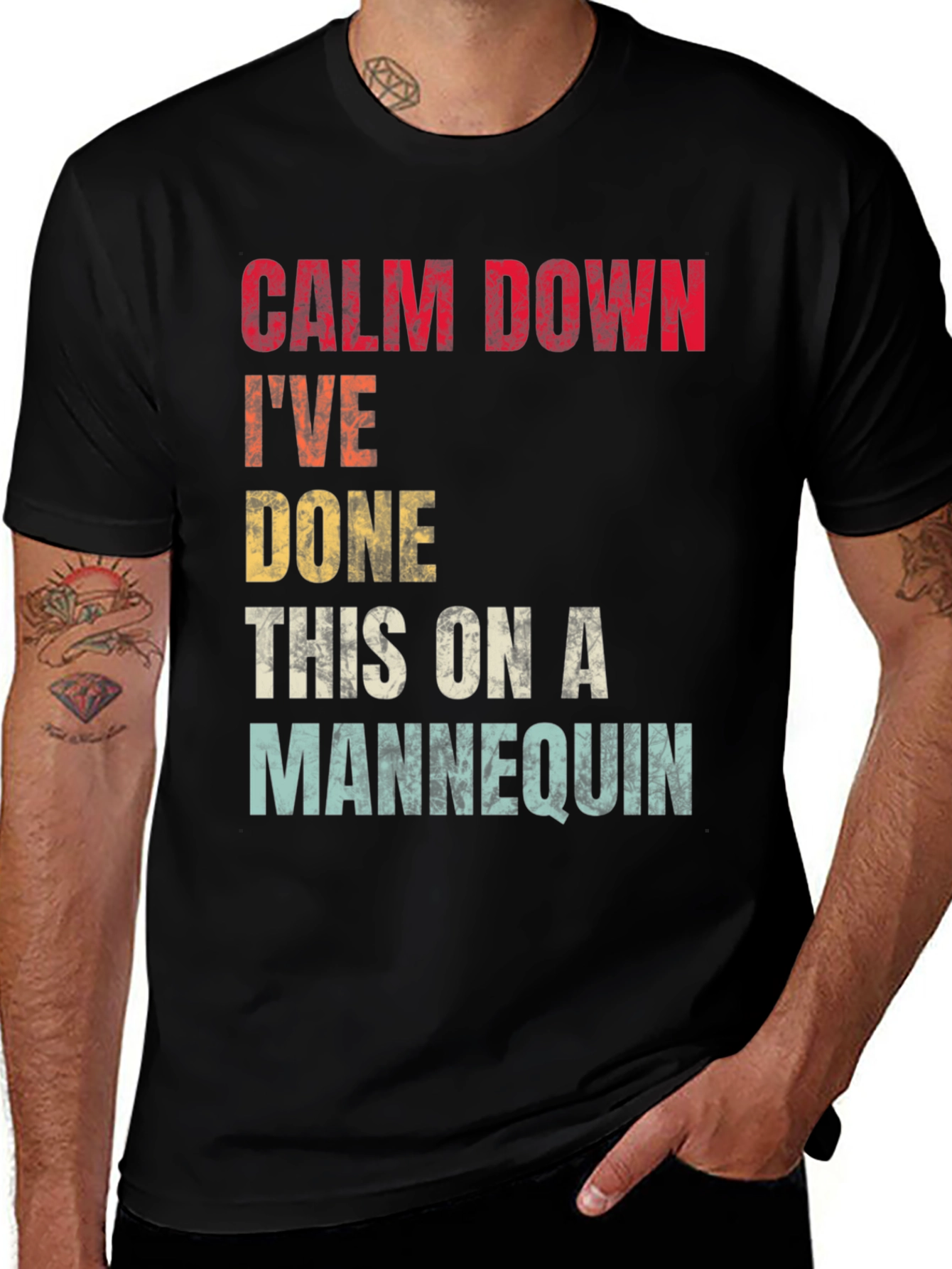 Variant 7 of Calm Down Mannequin T-Shirt Funny Humor Tee