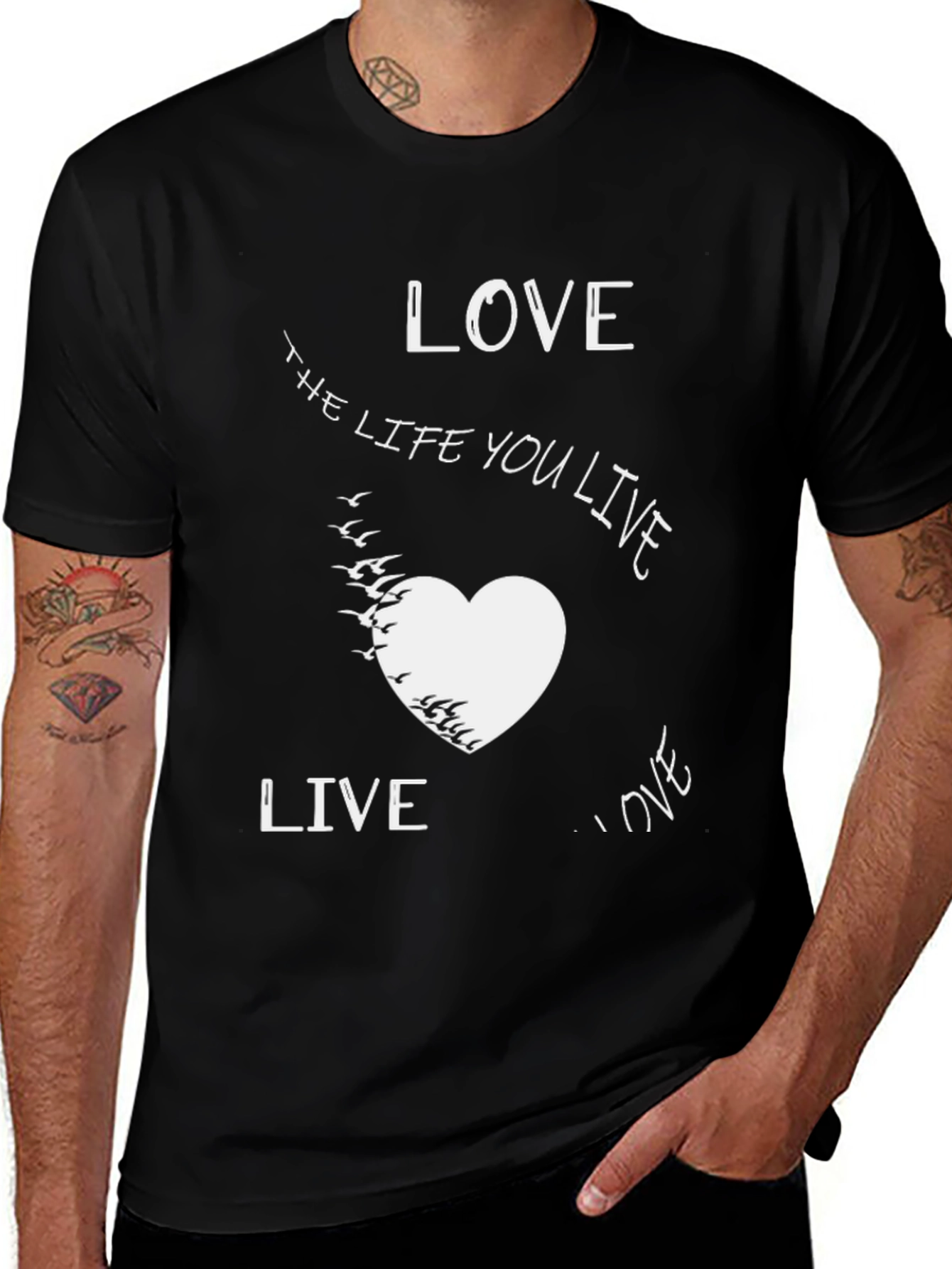 Variant 3 of Love the Life You Live Graphic Tee - Black Cotton