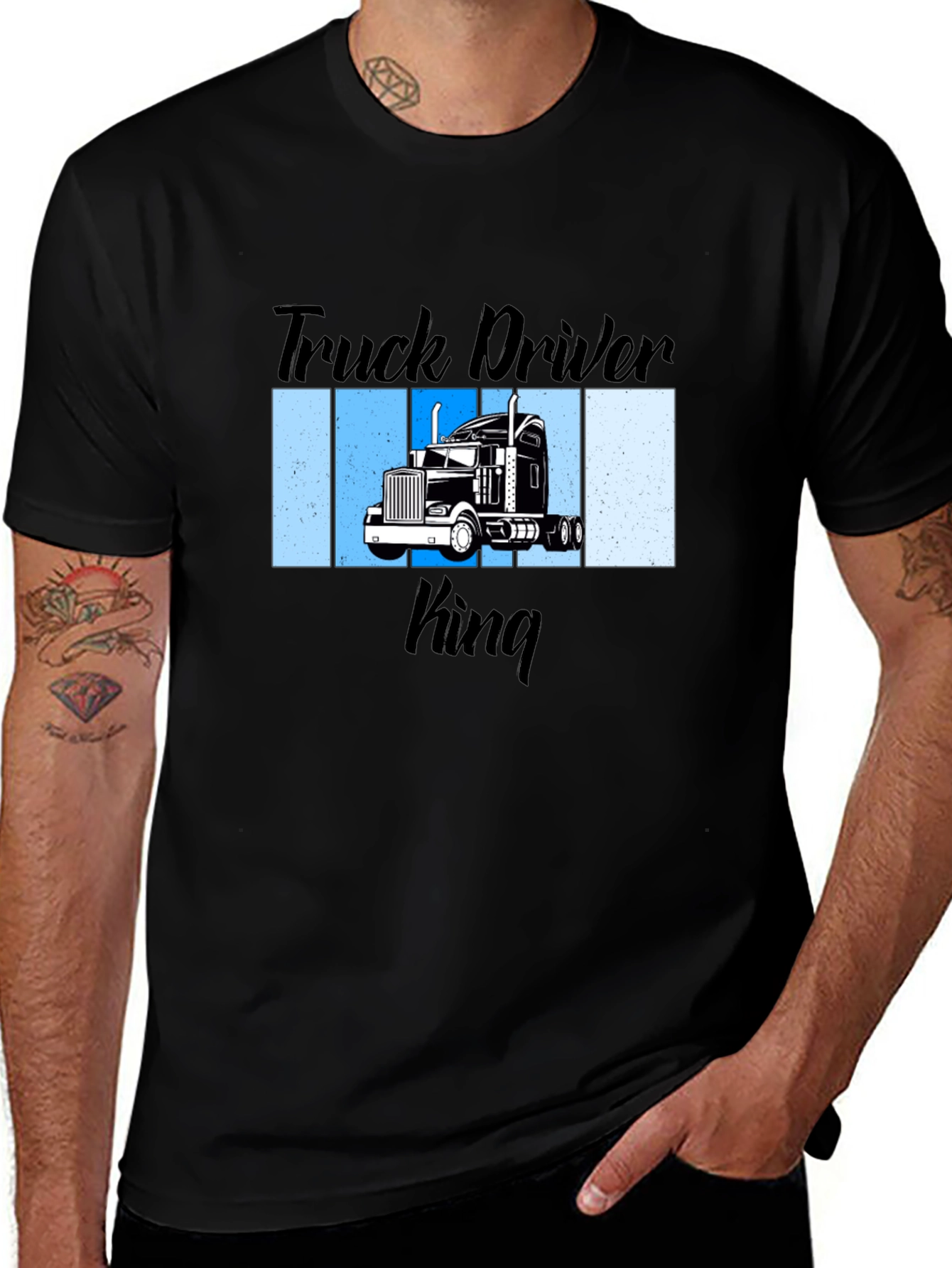 Variant 11 of Truck Driver King Graphic T-Shirt - Black